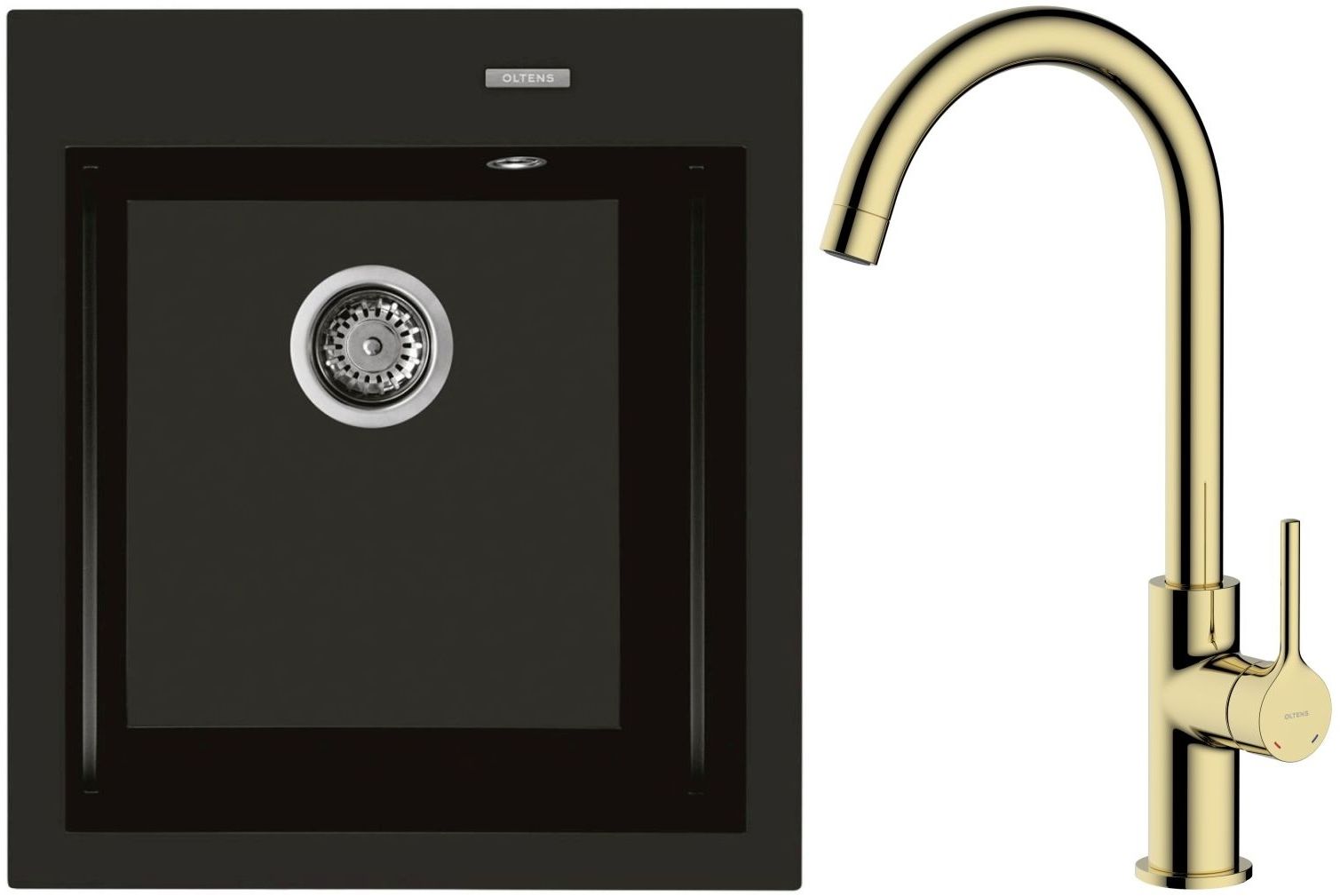 Set évier en granit Oltens Gravan 72001300, mitigeur de cuisine Oltens Skafta 35206800