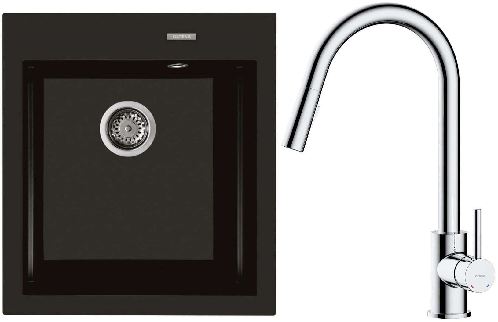 Set évier en granit Oltens Gravan 72001300, mitigeur de cuisine Oltens Litla 35204100