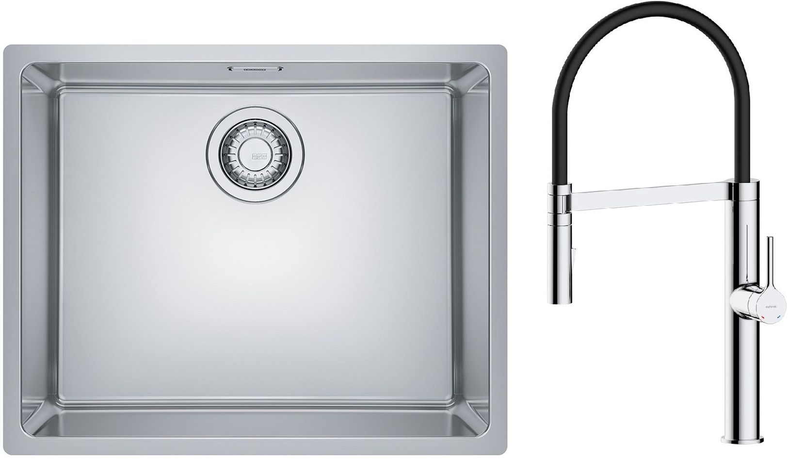 Set évier en acier inoxydable Franke Maris 122.0543.996, mitigeur de cuisine Oltens Borga 35207100