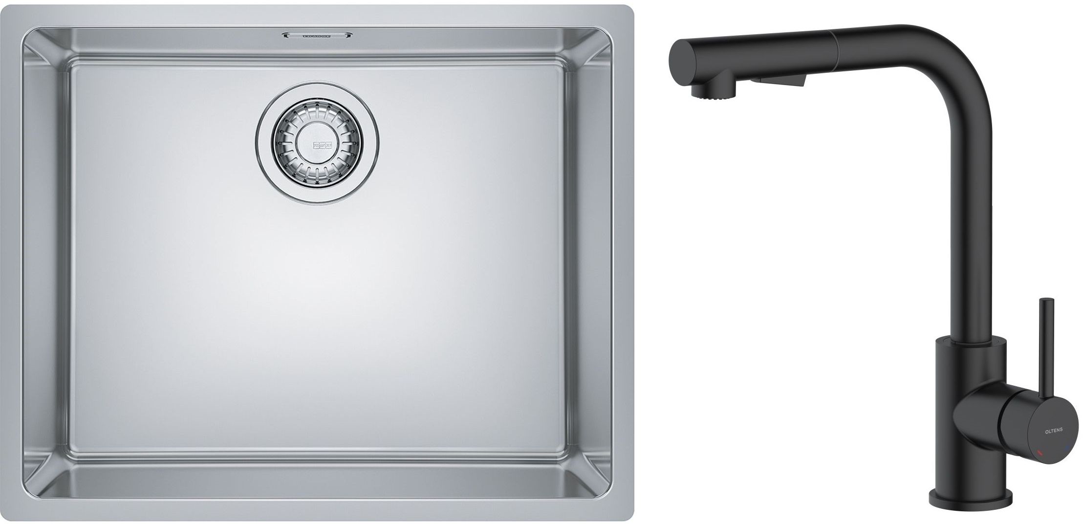 Set évier en acier inoxydable Franke Maris 122.0543.996, mitigeur de cuisine Oltens Myvat 35205300