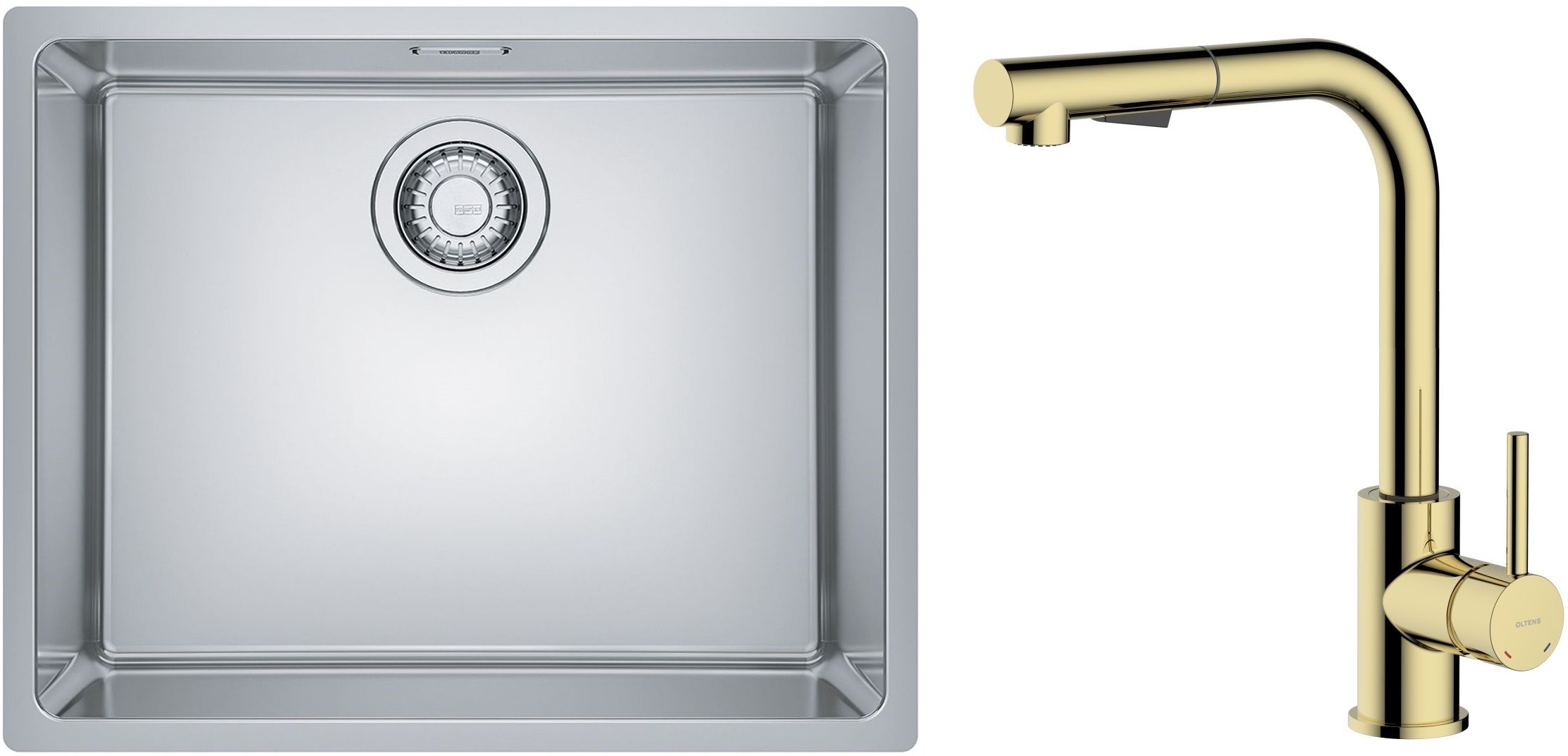 Set évier en acier inoxydable Franke Maris 122.0543.996, mitigeur de cuisine Oltens Myvat 35205800