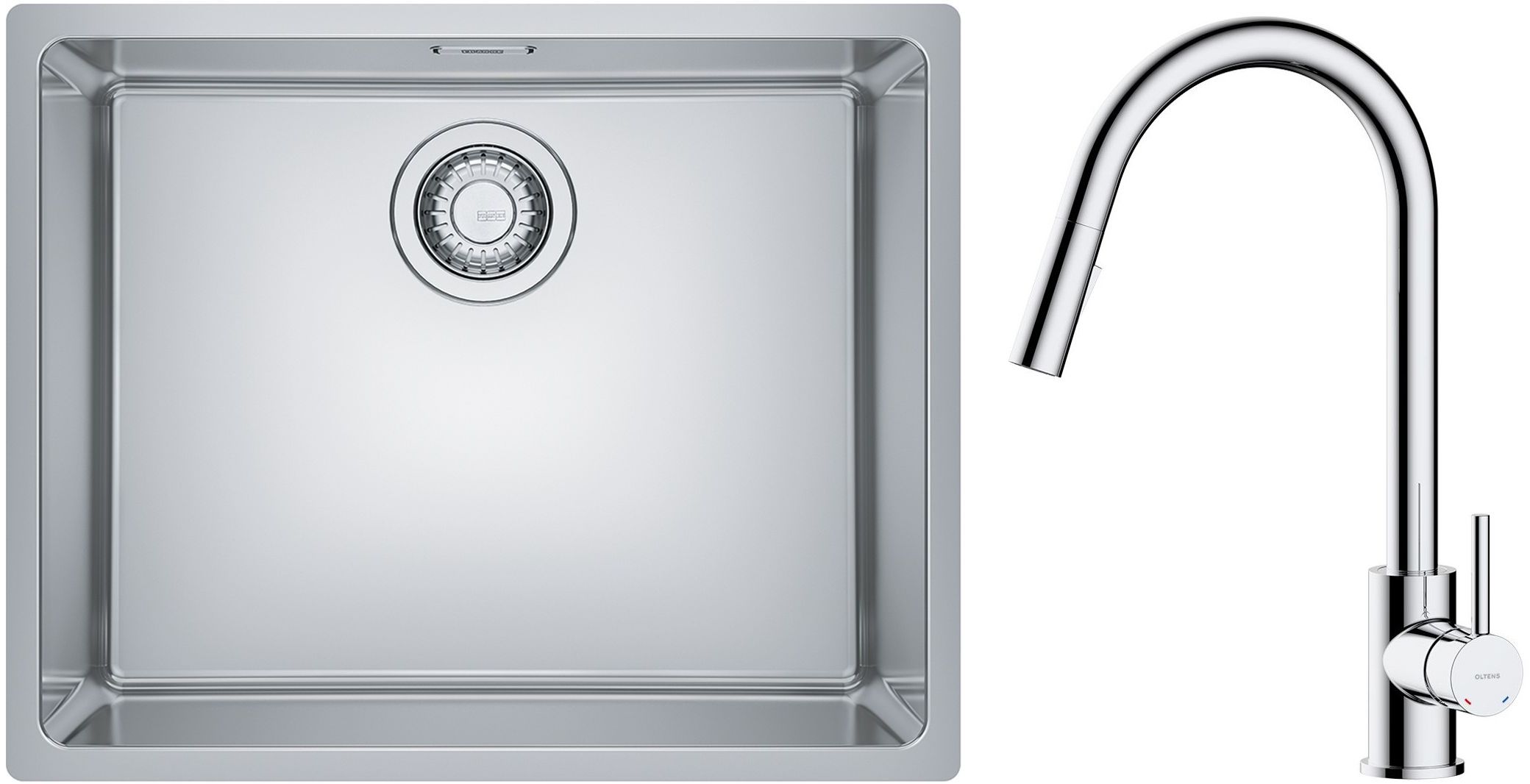 Set évier en acier inoxydable Franke Maris 122.0543.996, mitigeur de cuisine Oltens Litla 35204100