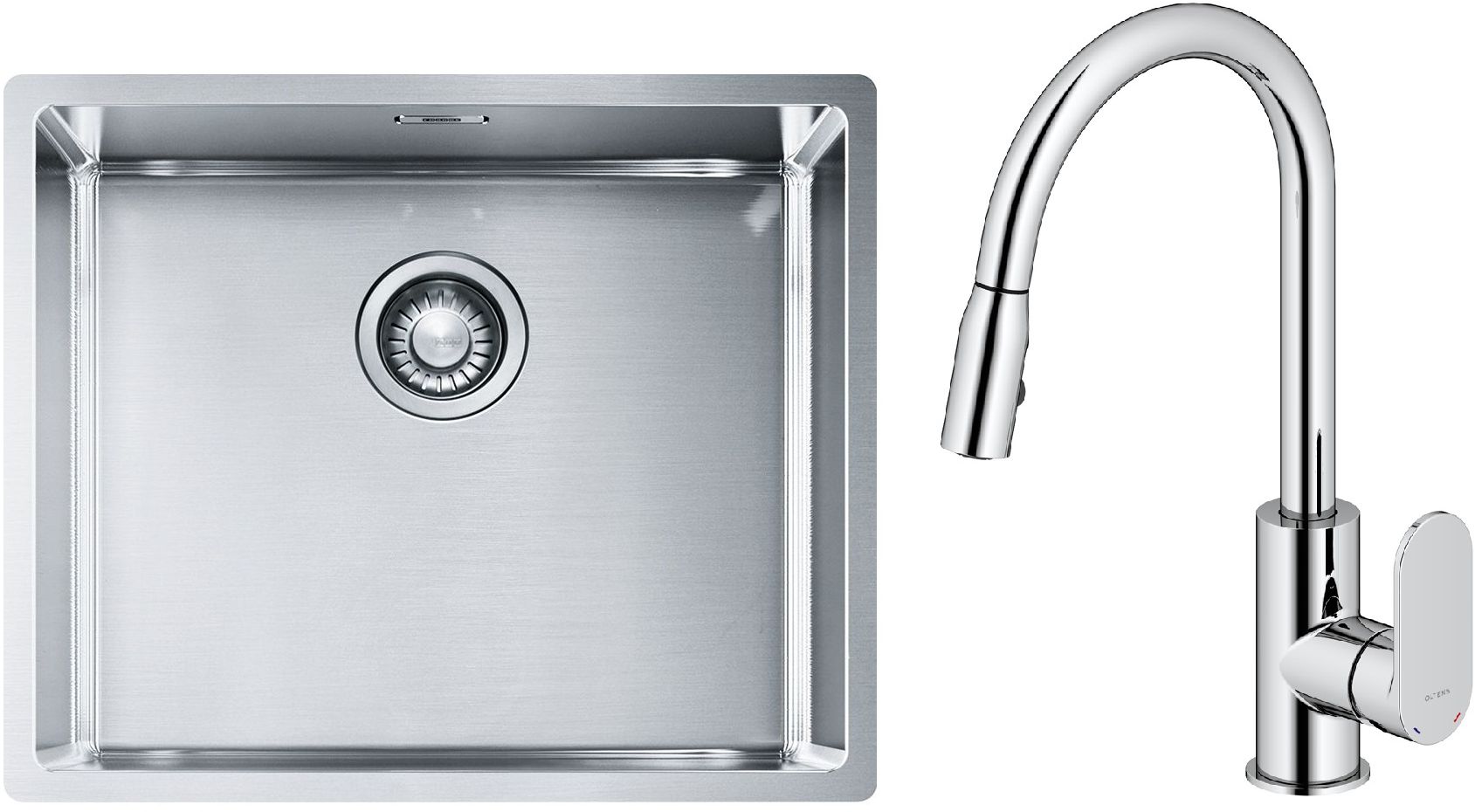 Set évier en acier inoxydable Franke Box 127.0453.656, mitigeur de cuisine Oltens Lista 35202100