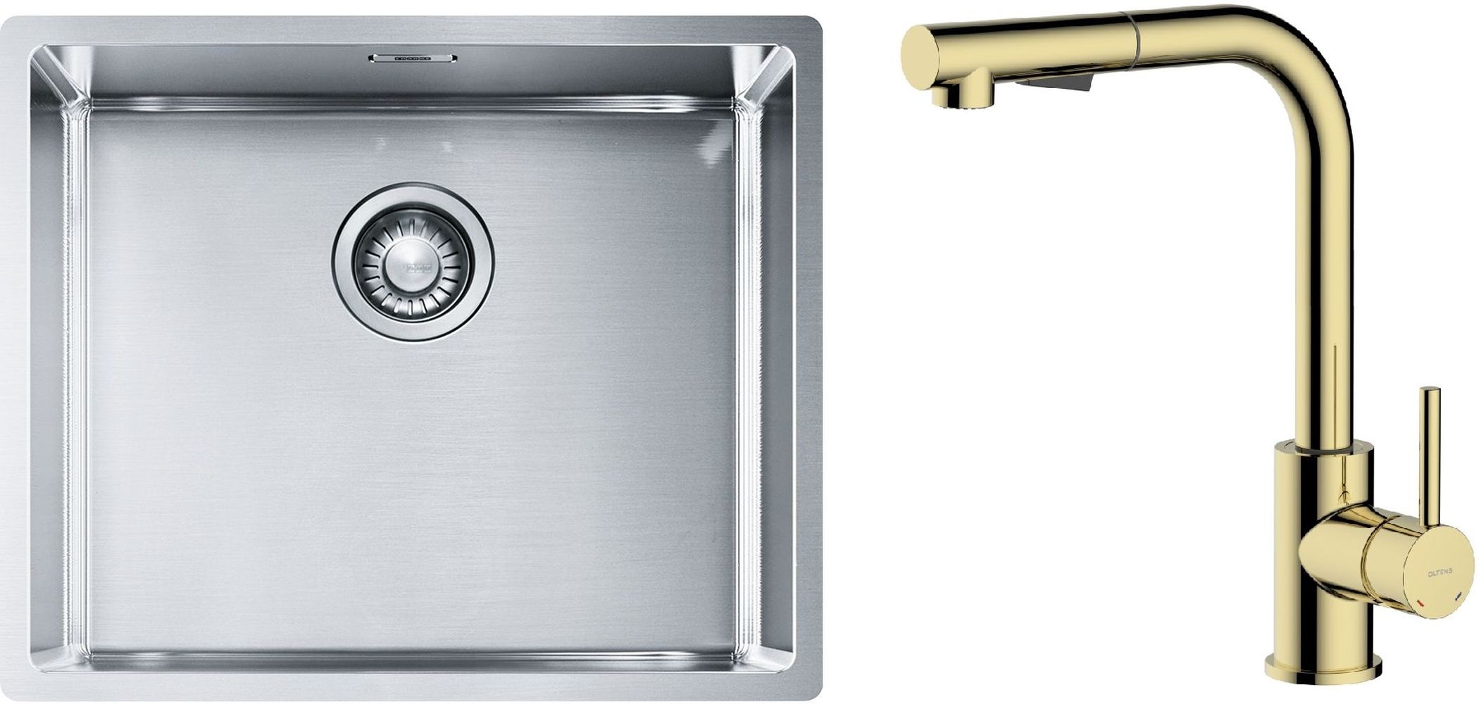 Set évier en acier inoxydable Franke Box 127.0453.656, mitigeur de cuisine Oltens Myvat 35205800