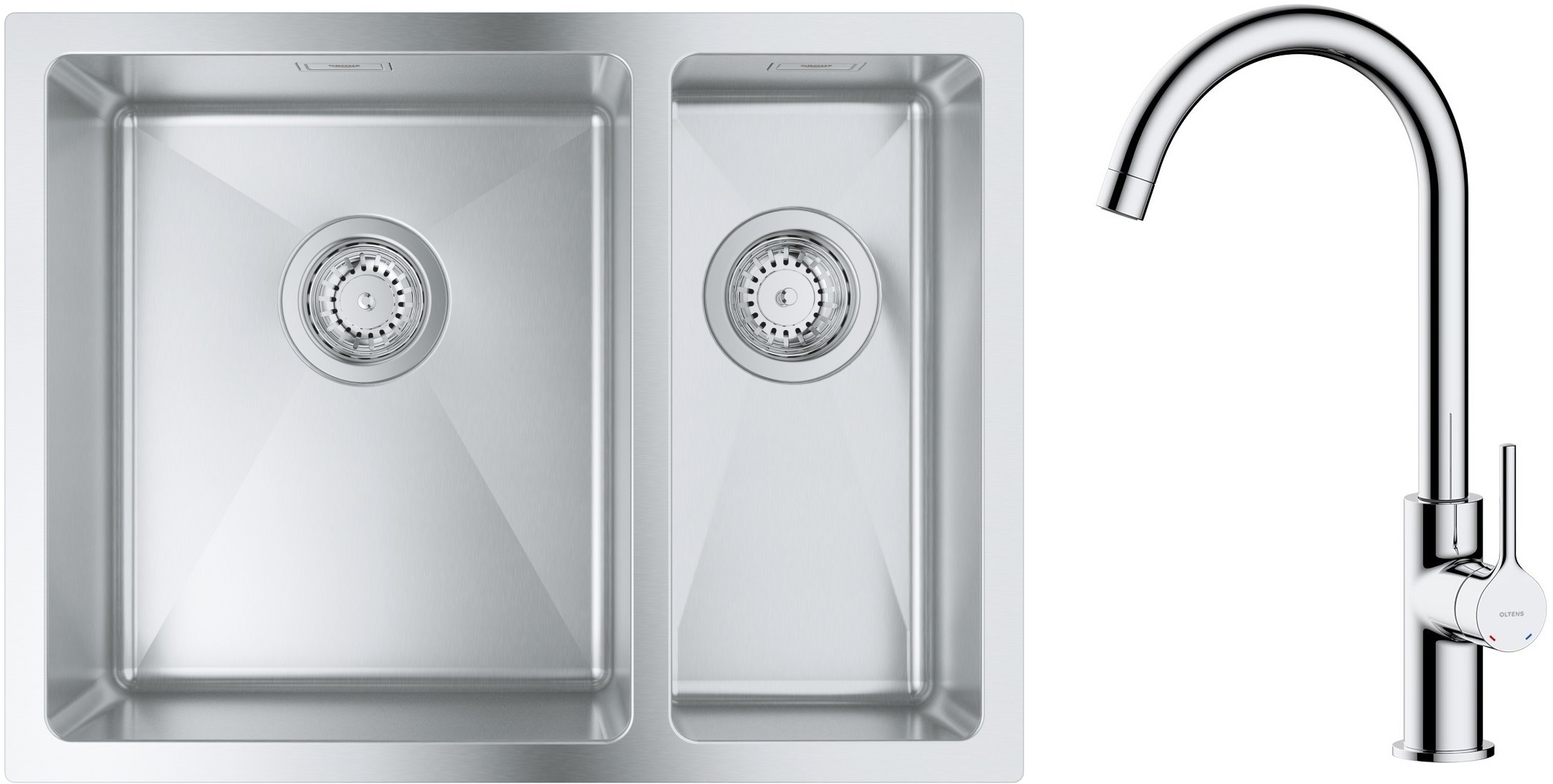 Set évier en acier inoxydable Grohe K700 31577SD1, mitigeur de cuisine Oltens Skafta 35206100