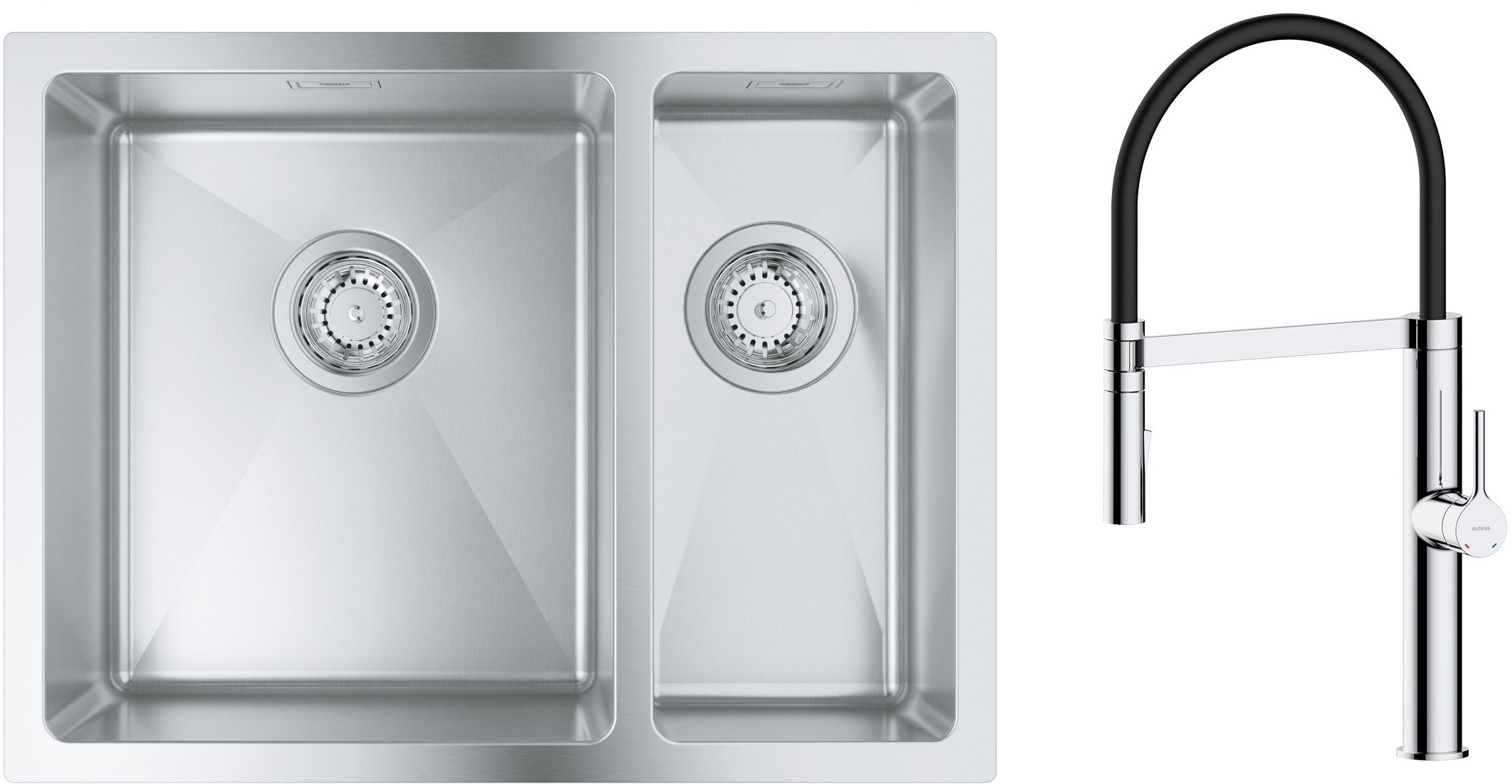 Set évier en acier inoxydable Grohe K700 31577SD1, mitigeur de cuisine Oltens Borga 35207100