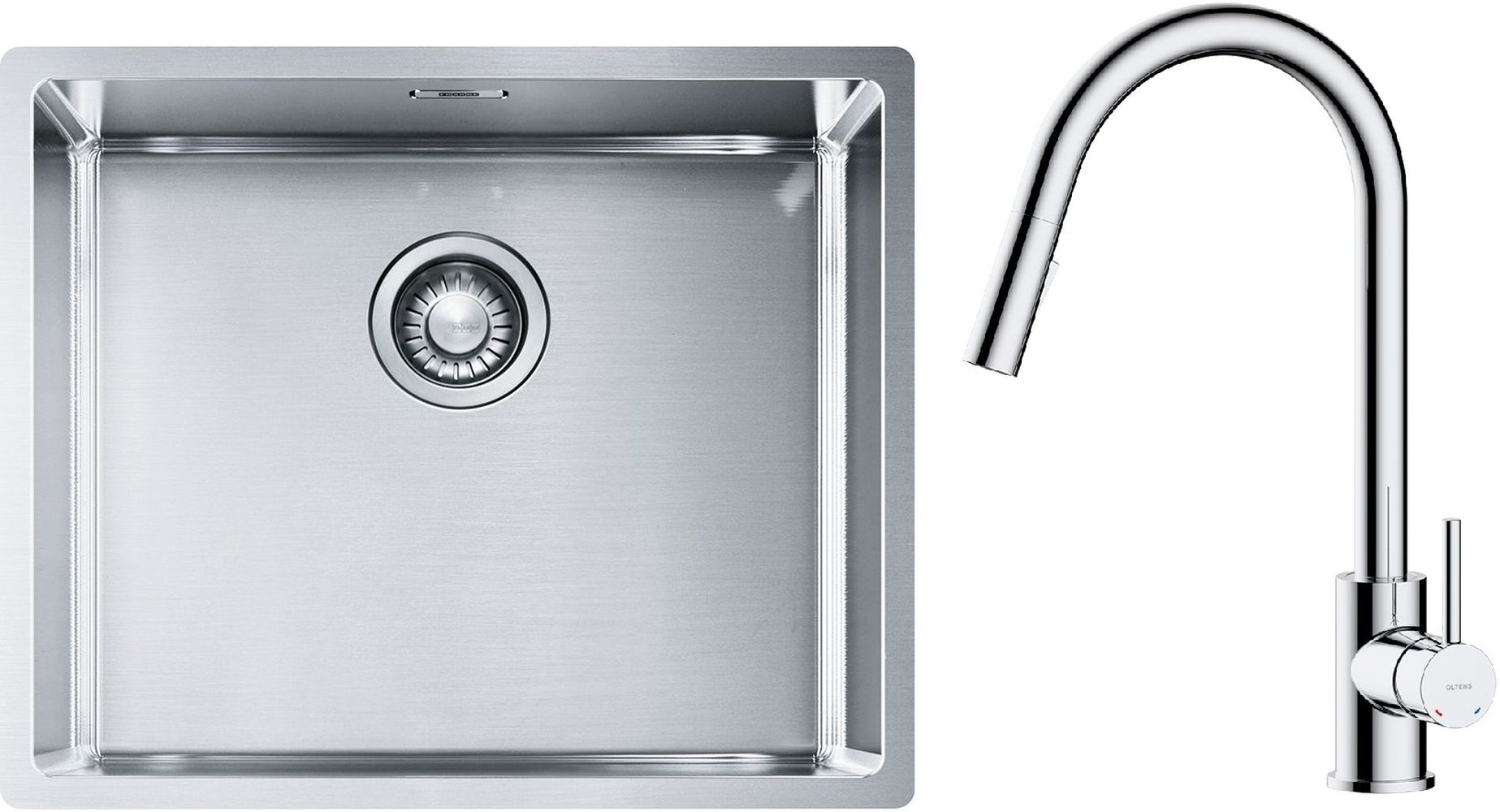 Set évier en acier inoxydable Franke Box 127.0453.656, mitigeur de cuisine Oltens Litla 35204100