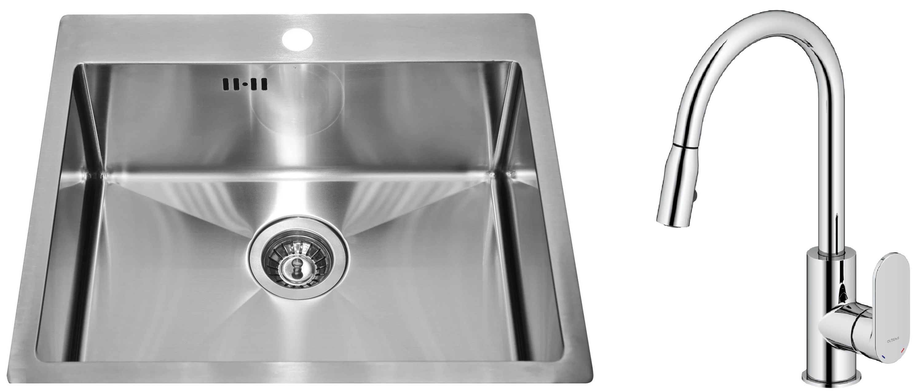 Set évier en acier inoxydable Genesis Concept 1124382, mitigeur de cuisine Oltens Lista 35202100