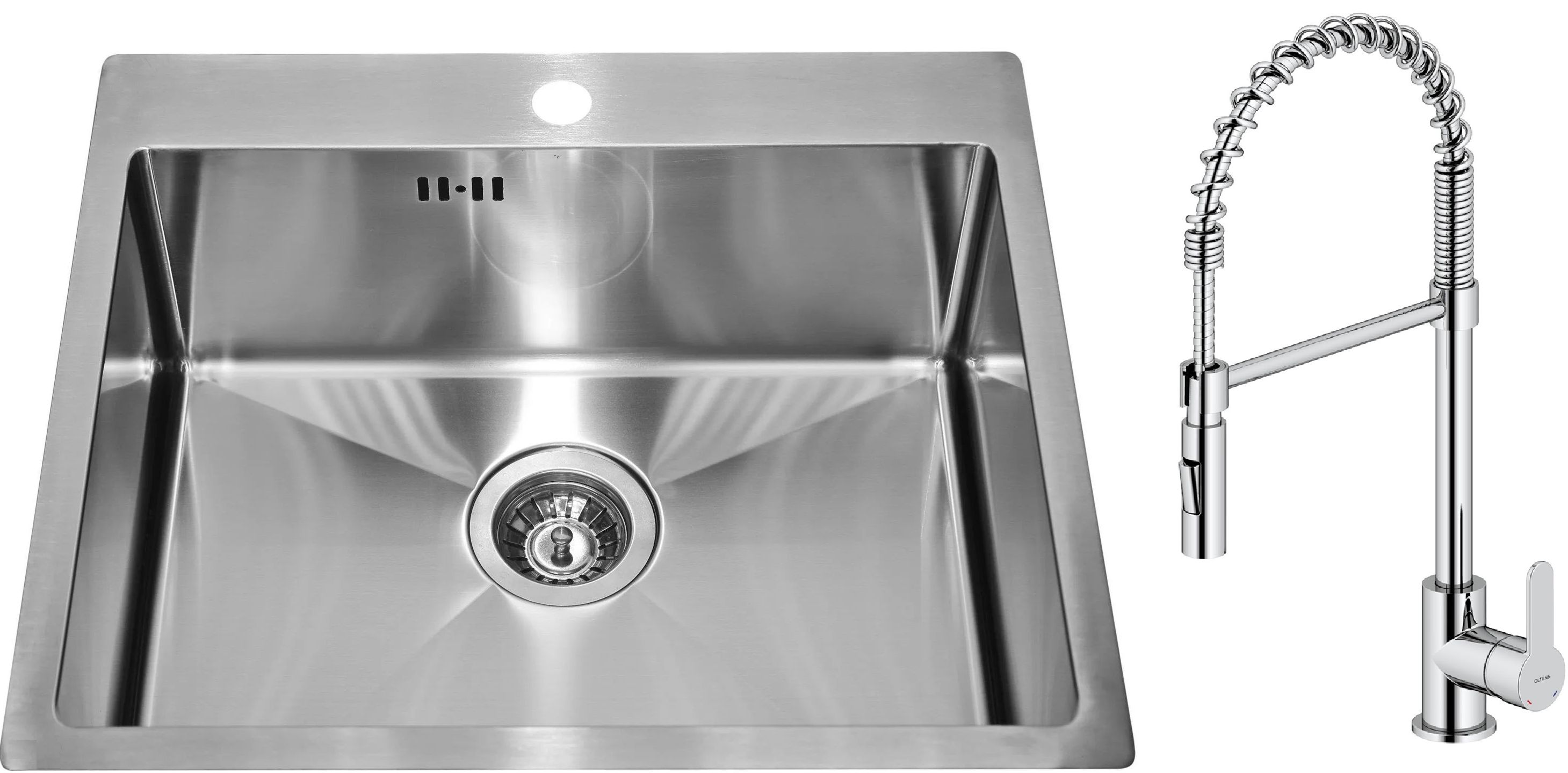 Set évier en acier inoxydable Genesis Concept 1124382, mitigeur de cuisine Oltens Duf 35203100