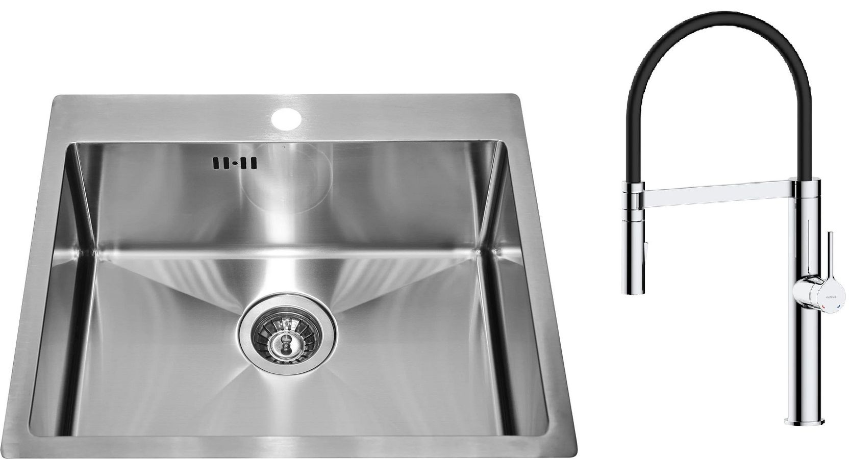 Set évier en acier inoxydable Genesis Concept 1124382, mitigeur de cuisine Oltens Borga 35207100