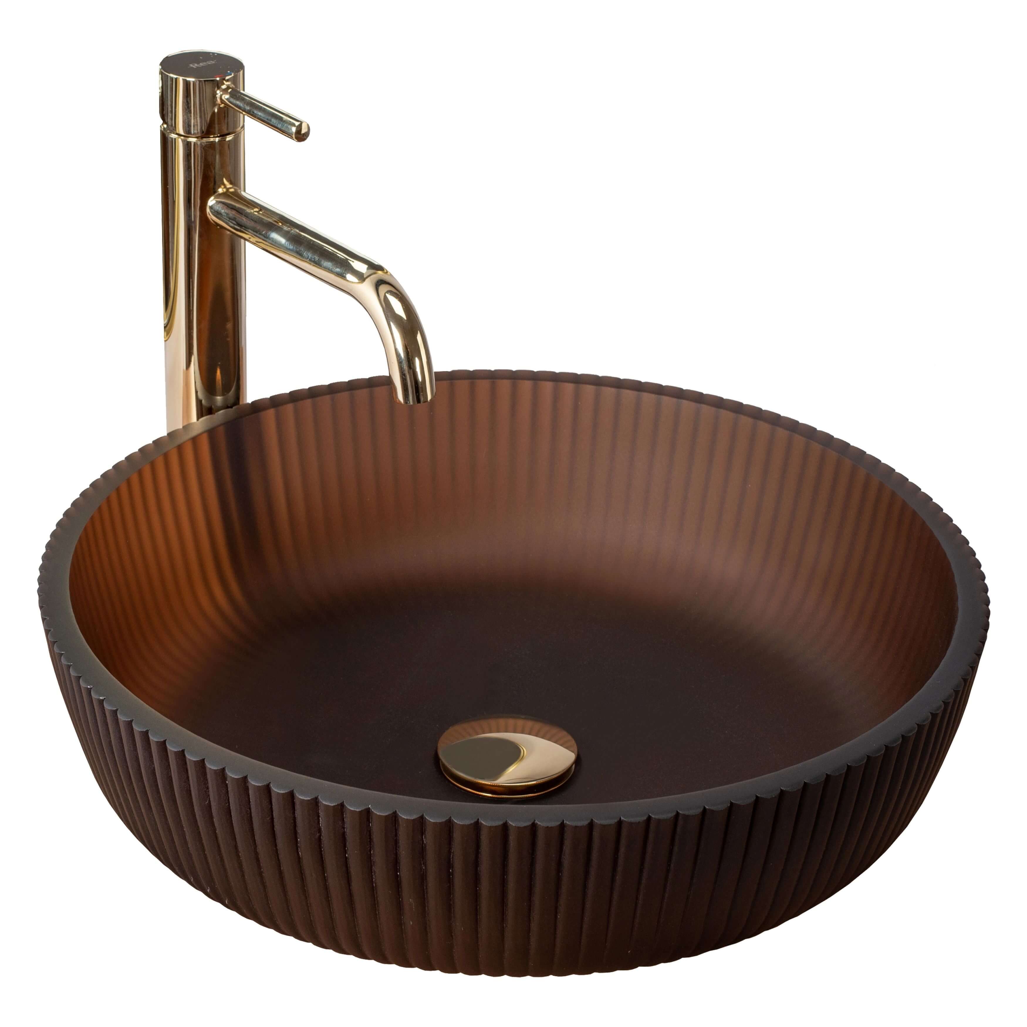 Rea Jodi lavabo 42x42 cm ronde à poser marron/beige mat REA-U0273