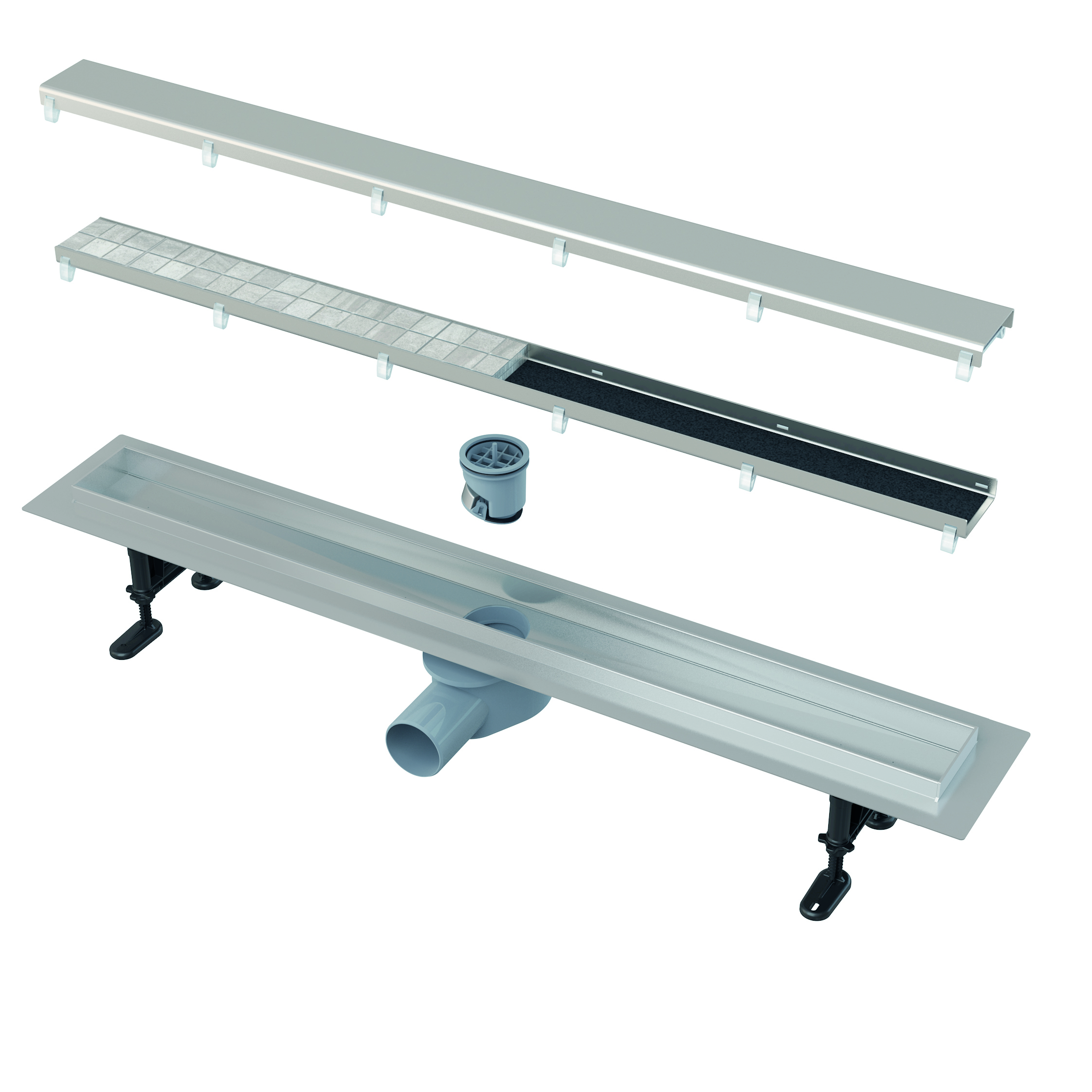 Alca Double Fit&Go caniveau de douche avec grille 95 cm acier APZ13-DOUBLE9-950