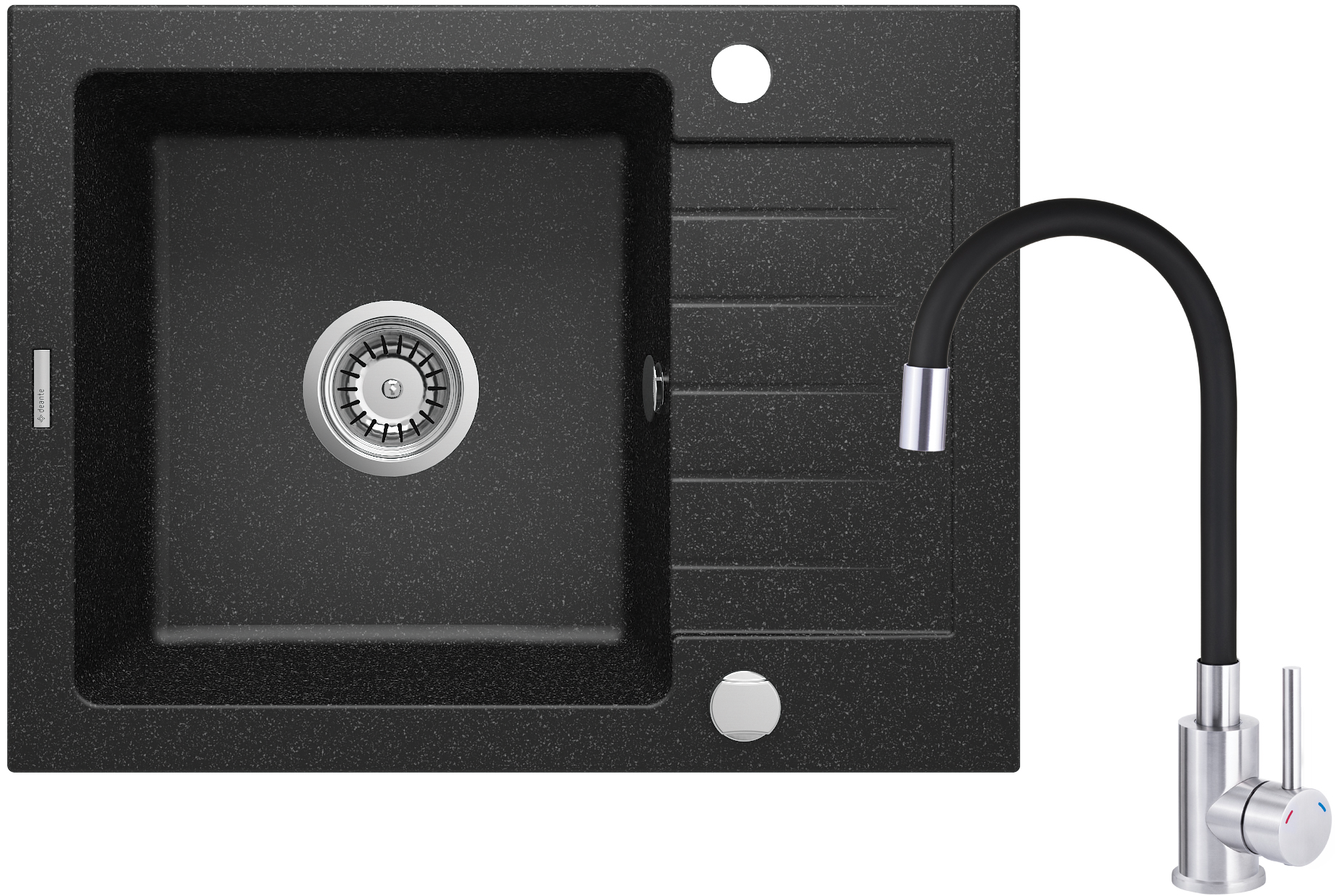 Deante Zorba évier avec mitigeur graphite/acier ZQZC211A