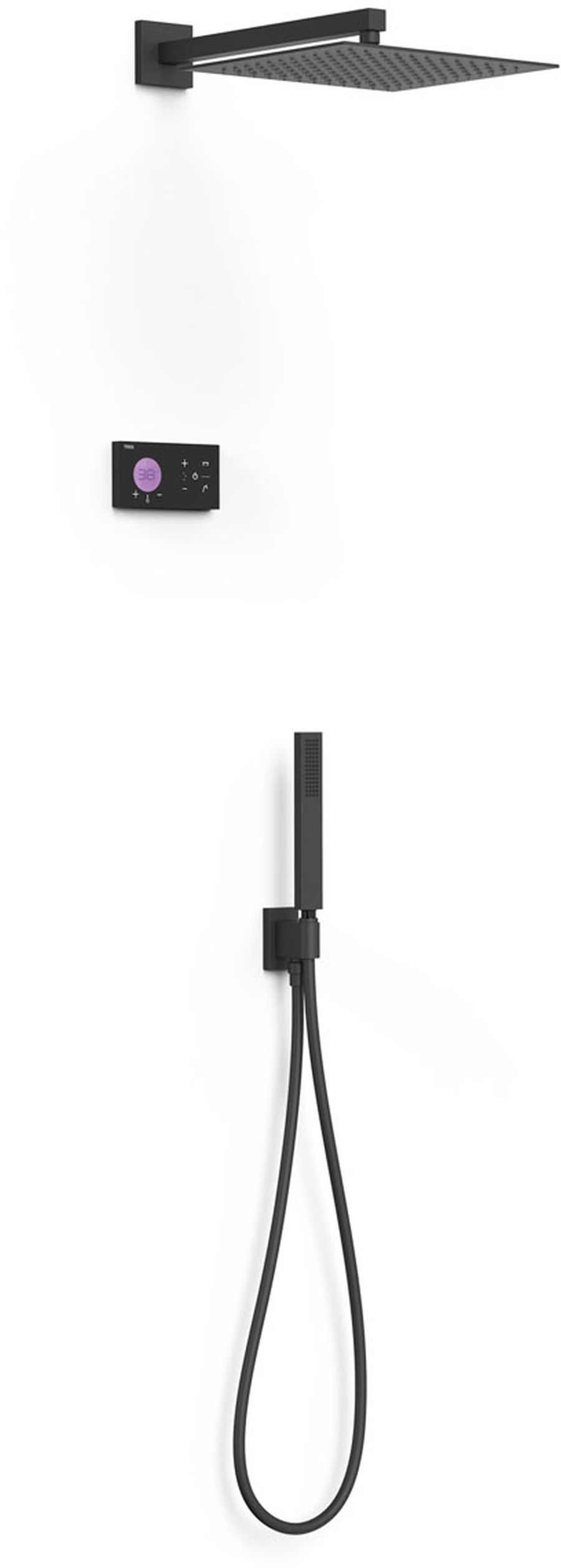 Tres Shower Technology ensemble de douche encastré avec thermostat avec douche pluie noir 09288563NM