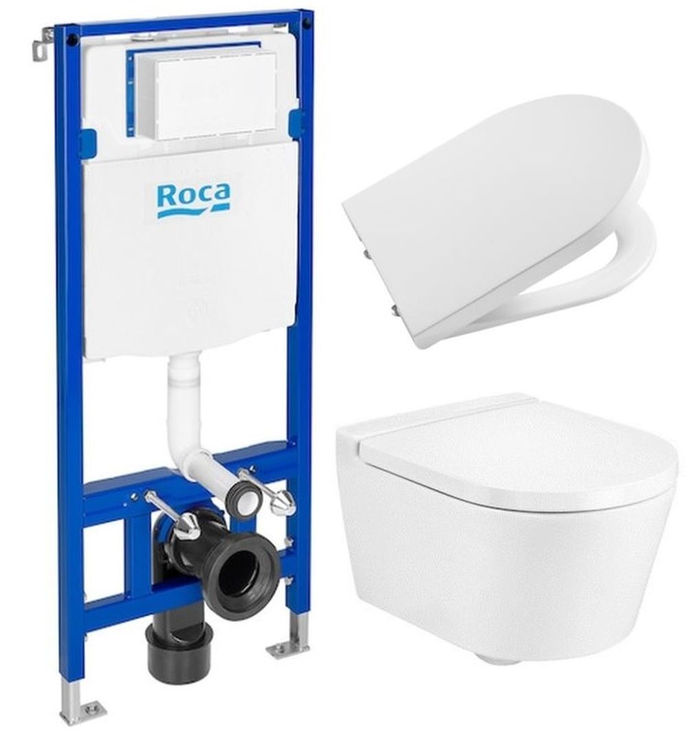 Set cuvette de WC Roca Inspira A346528000, châssis encastré Roca Duplo One A890070020, A80152C00B