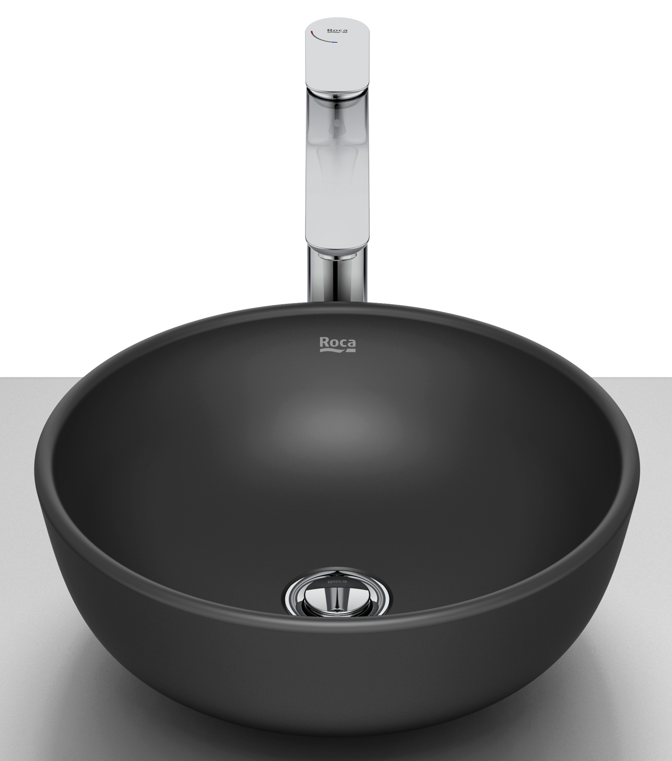 Roca Optica lavabo 35.2x35.2 cm ronde à poser noir A327C12080