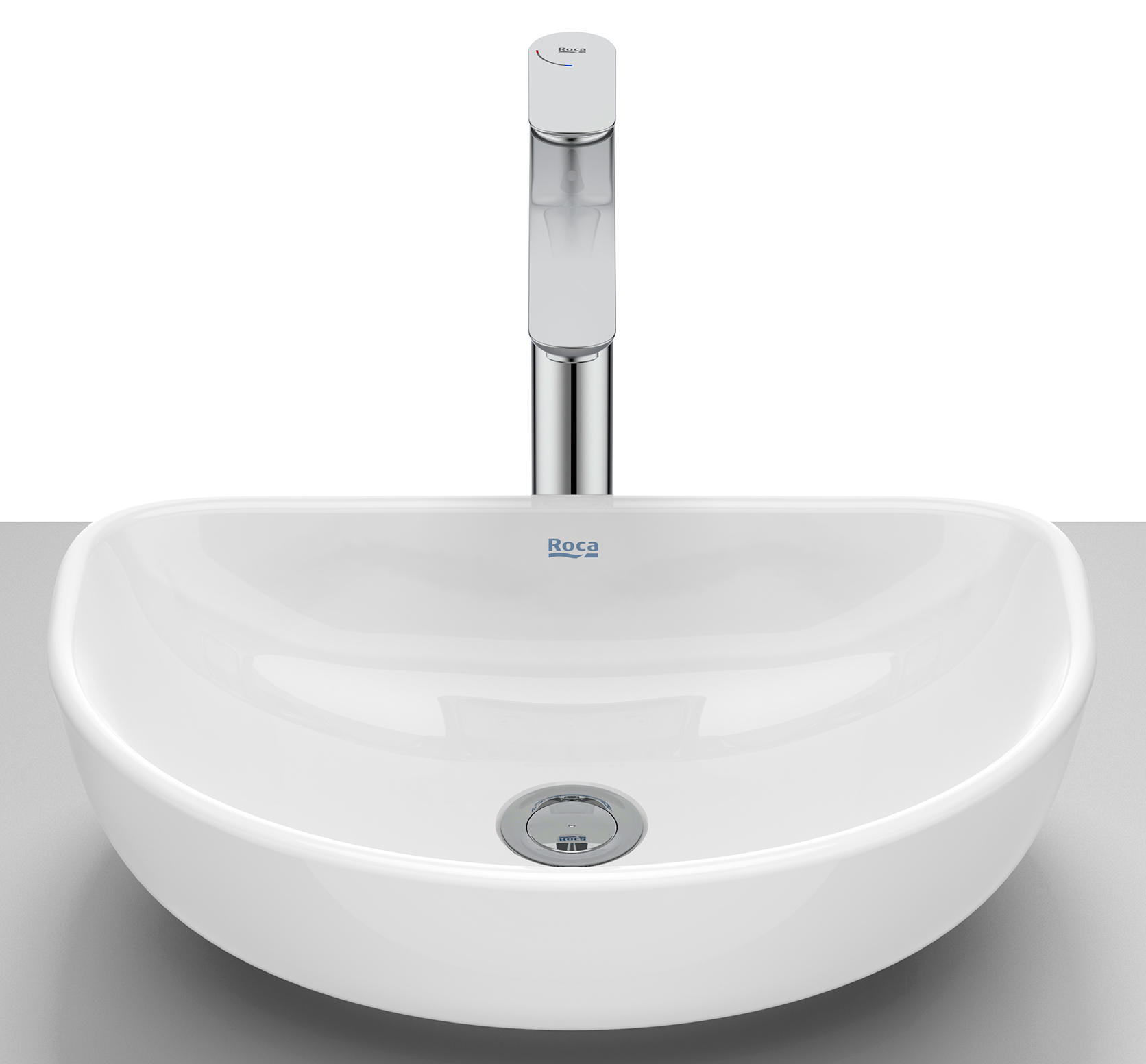 Roca Optica lavabo 45x30 cm semi-circulaire à poser blanc A327C10000