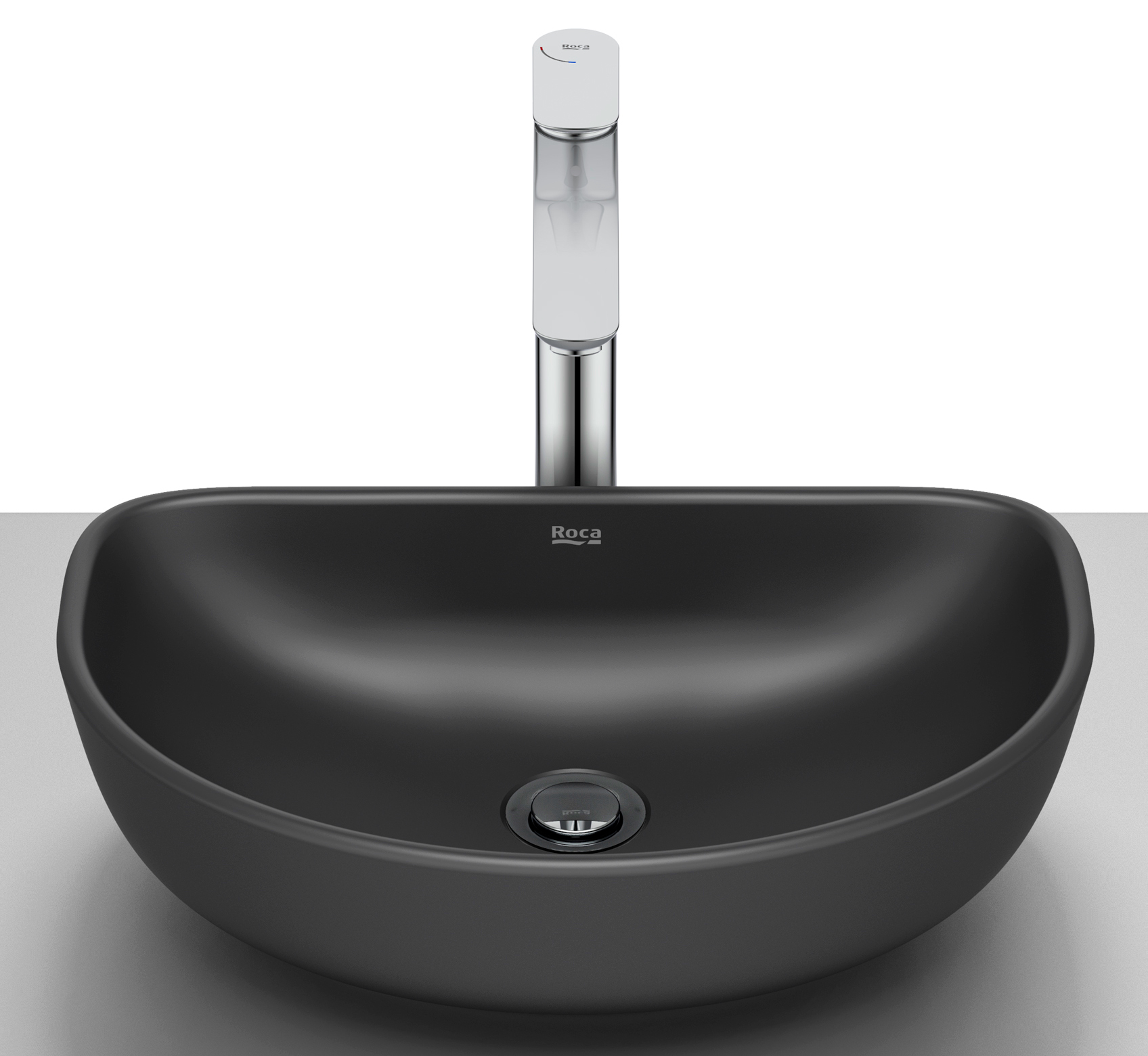 Roca Optica lavabo 45x30 cm semi-circulaire à poser noir A327C10080