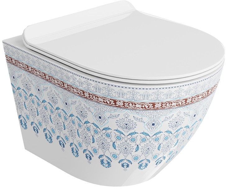 LaVita Sofi Slim cuvette wc avec abattant à descente lente suspendue oui blanc-multicolore brillant 5900378335412