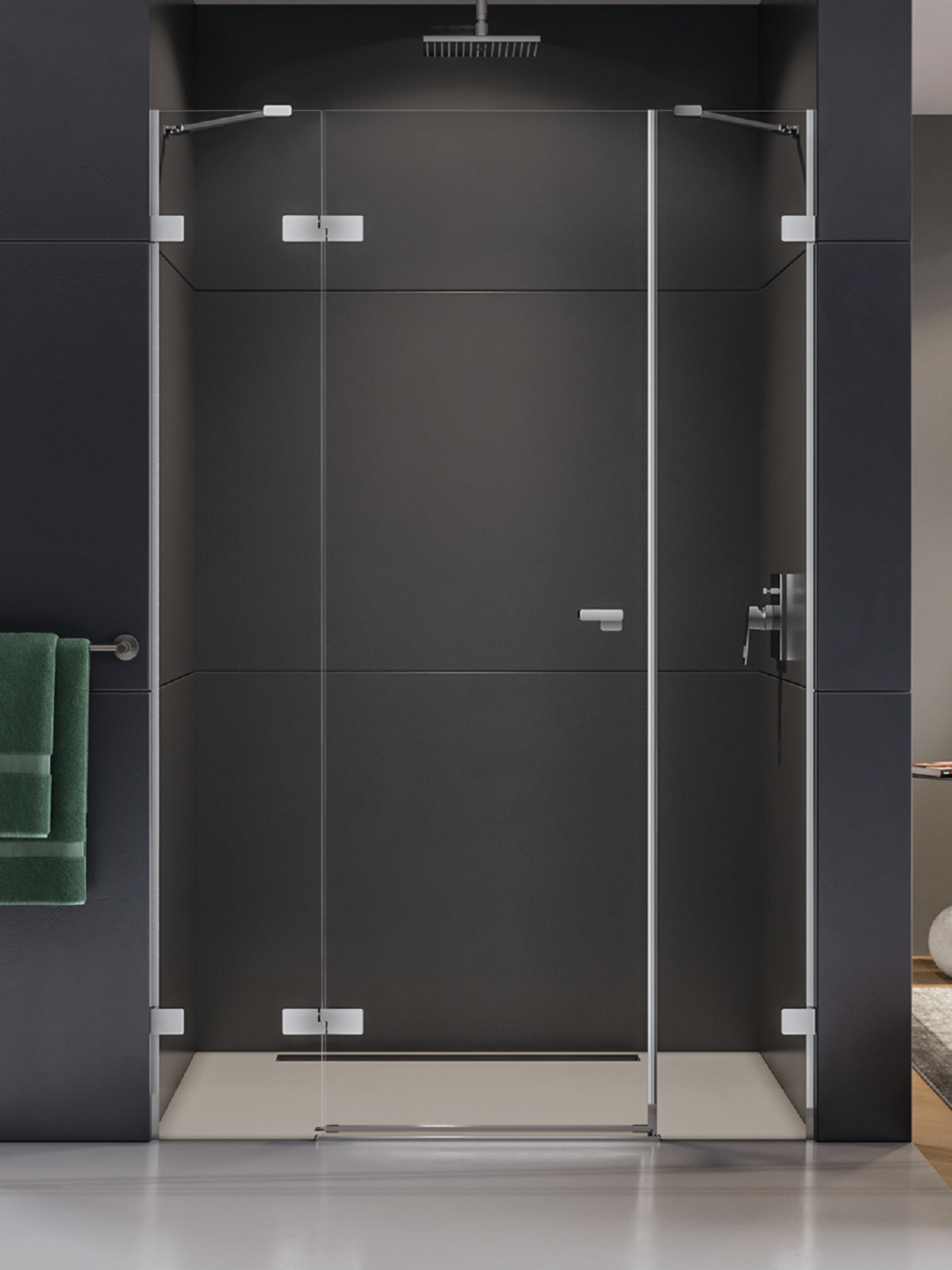 New Trendy Eventa porte de douche 110 cm à ouverture basculante chrome brillant/verre transparent EXK-4460