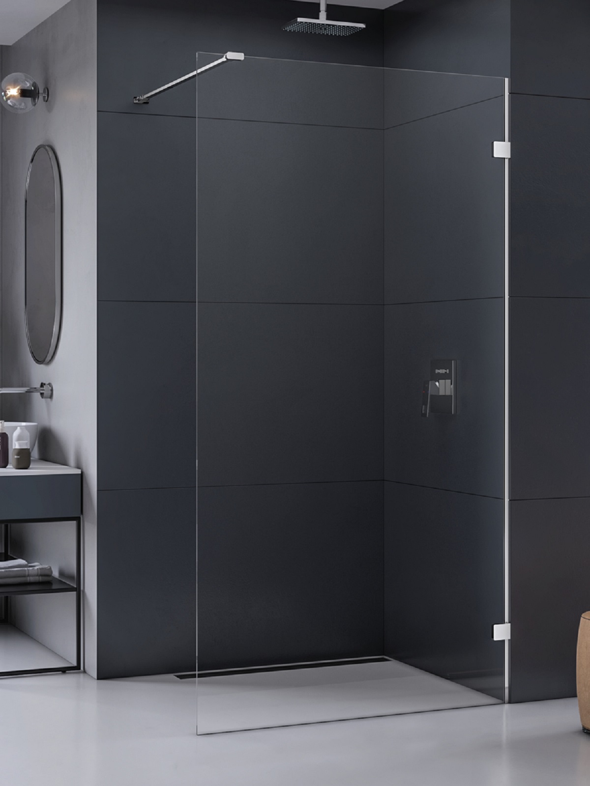 New Trendy Eventa paroi de douche walk-in 90 cm chrome brillant/verre transparent EXK-4619