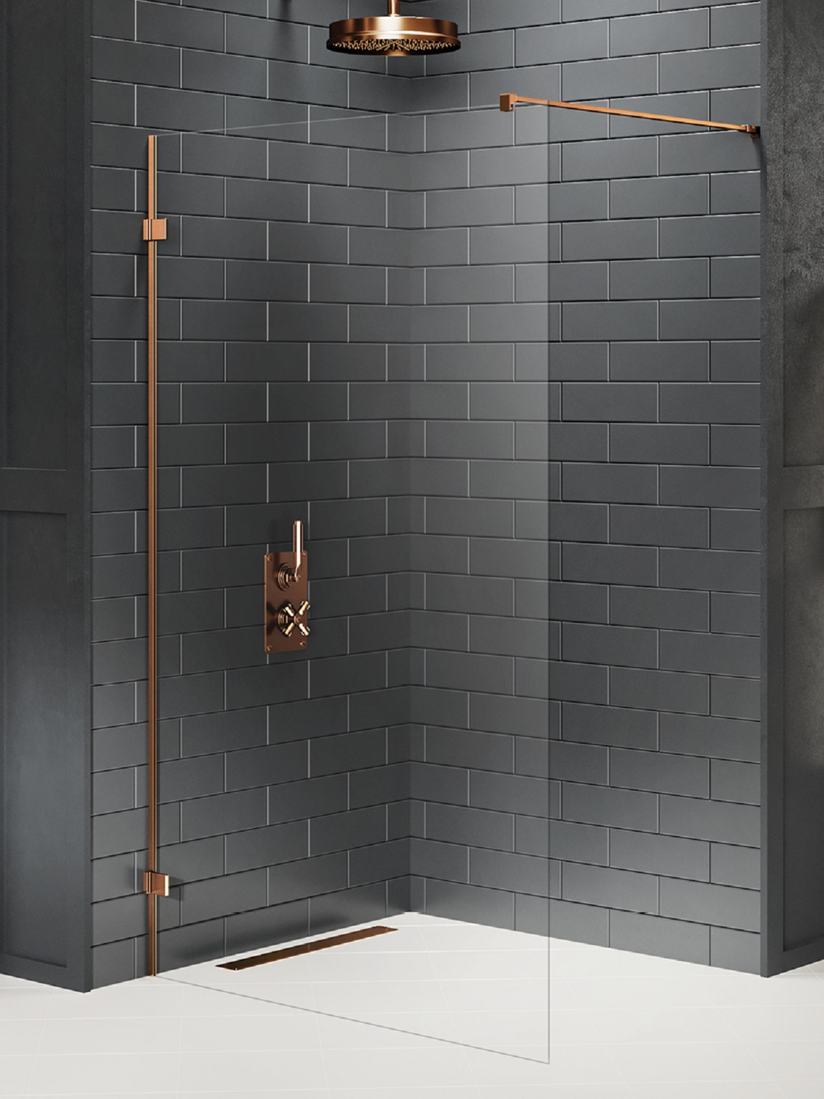 New Trendy Avexa Copper Brushed paroi de douche walk-in 80 cm cuivre brossé/verre transparent EXK-7145