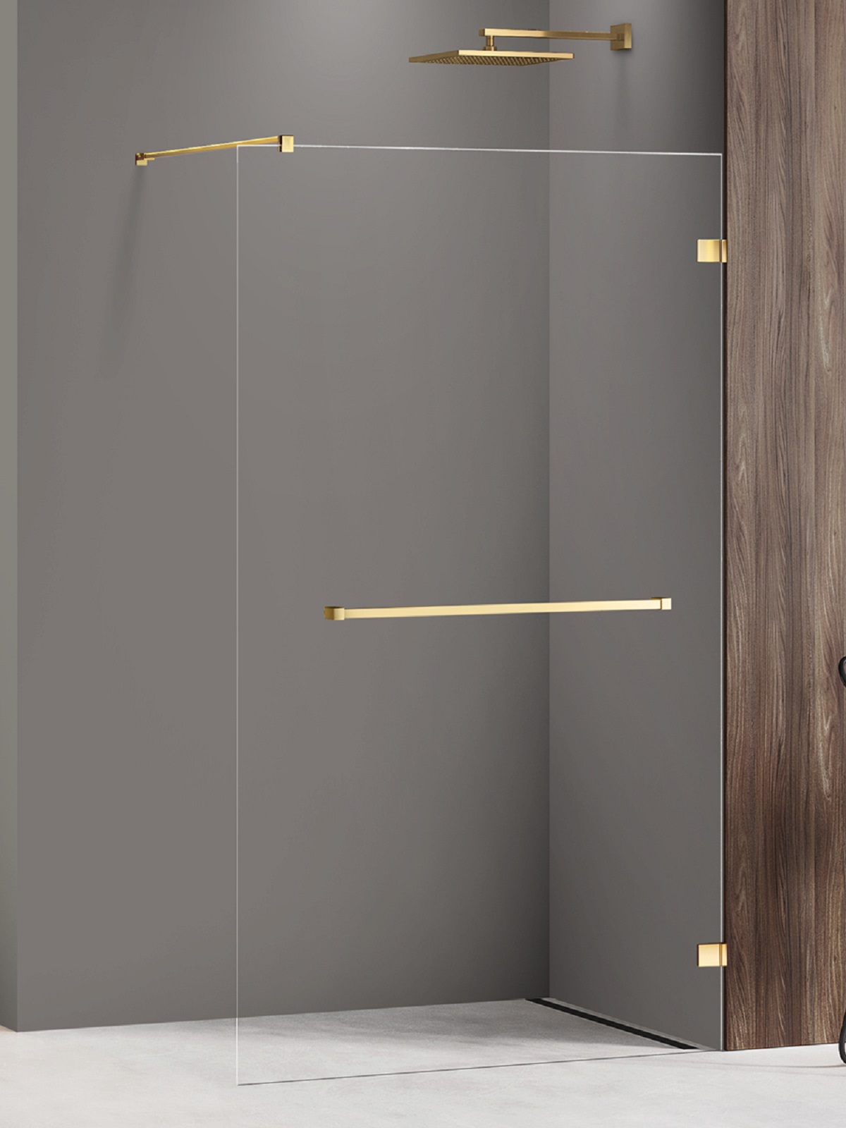 New Trendy Avexa Gold Shine paroi de douche walk-in 60 cm doré brillant/verre transparent EXK-7067