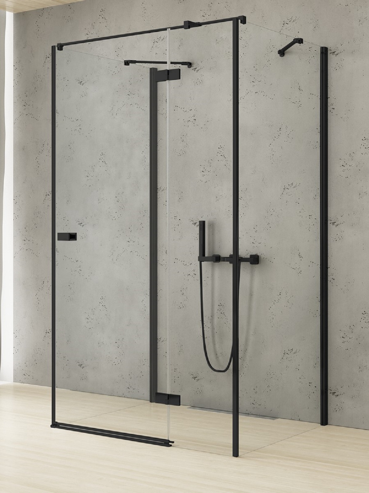 New Trendy Reflexa Black cabine de douche 90x90 cm carrée noir mat/verre transparent EXK-5014