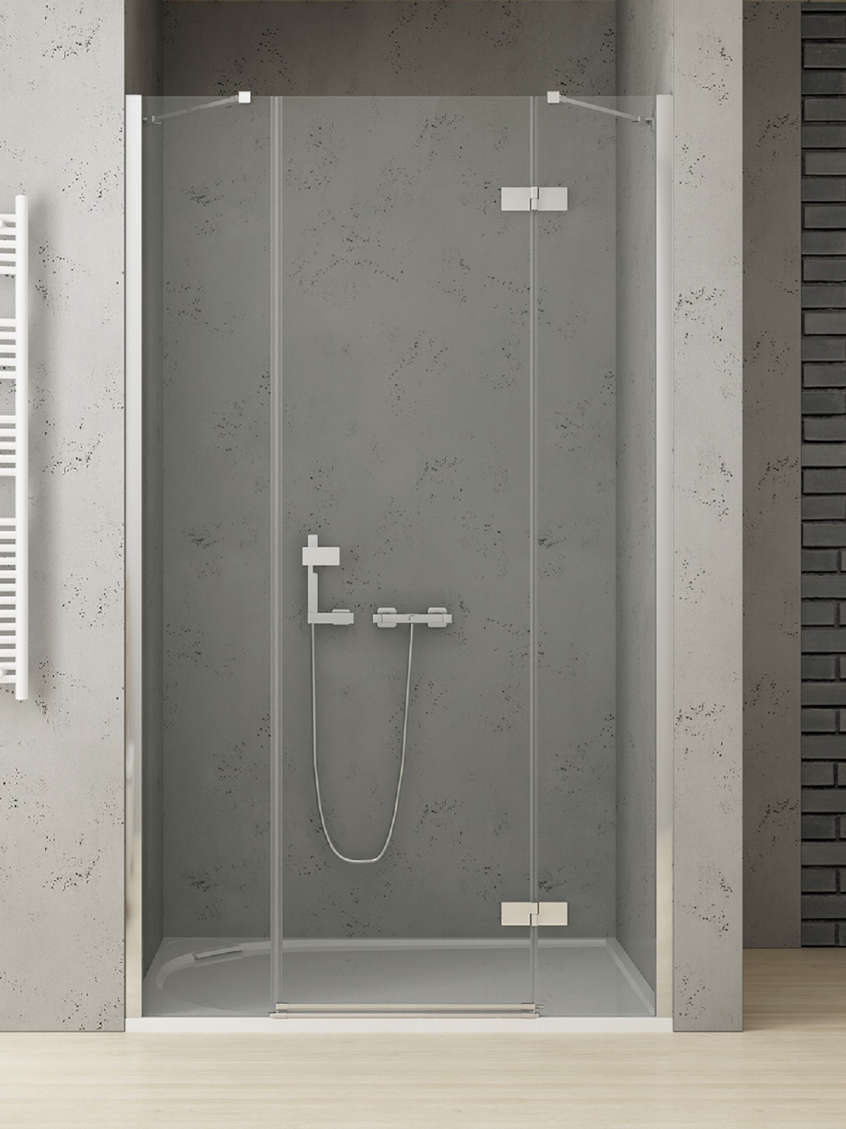 New Trendy Reflexa porte de douche 110 cm à ouverture basculante chrome brillant/verre transparent EXK-5076