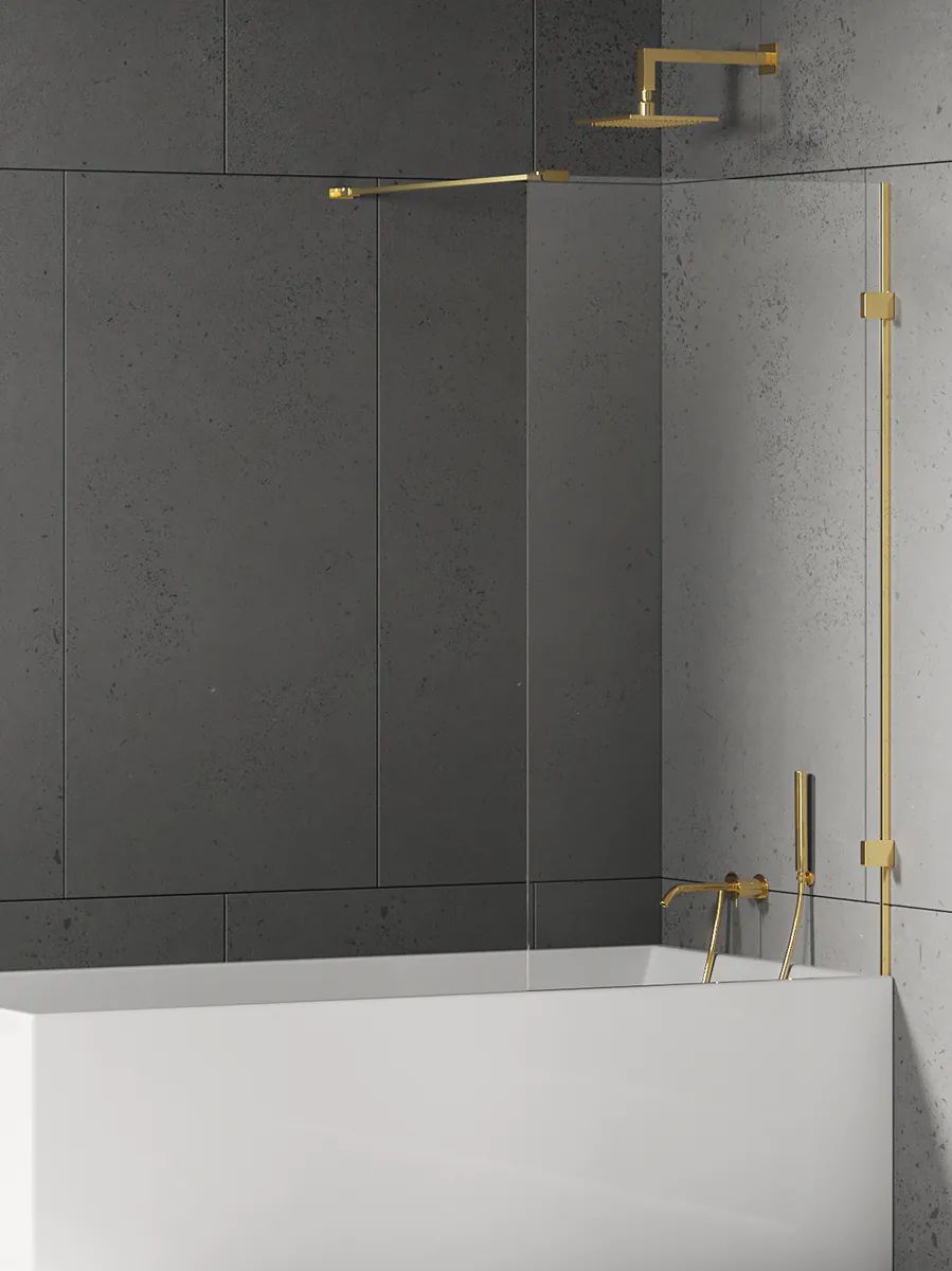 New Trendy Eventa Gold Shine paroi de baignoire 80 cm monobloc doré brillant/verre transparent EXK-4895-WP