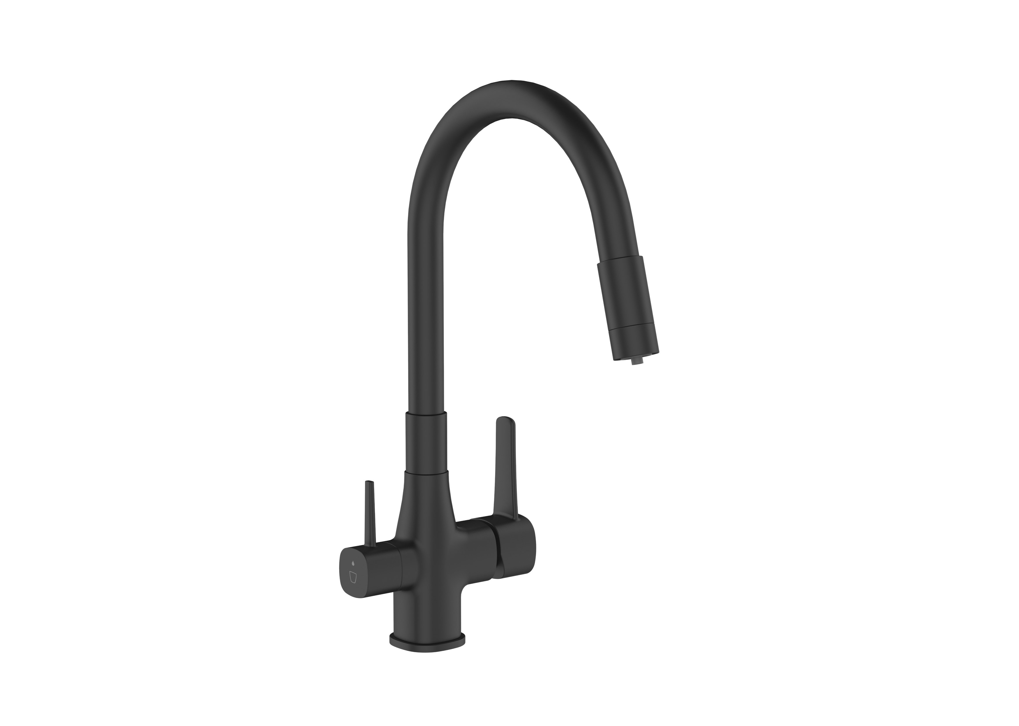 Invena Glamour mitigeur de cuisine avec filtre sur pied noir BZ02F04
