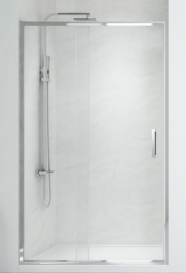 New Trendy New Corrina porte de douche 130 cm coulissant aluminium brillant/verre transparent D-0251A