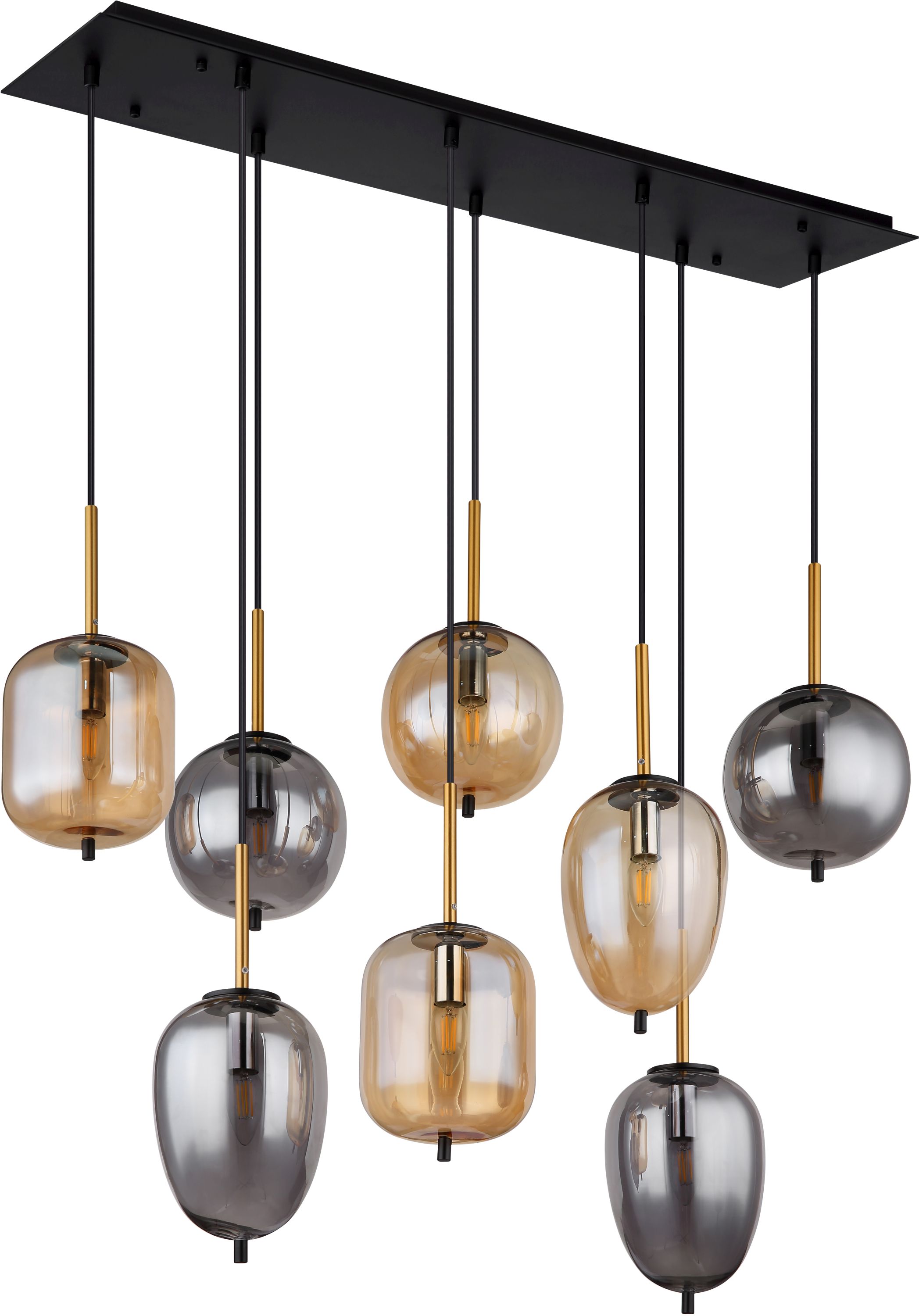 Globo Lighting Blacky lampe suspendue x40 W noir-fumé-ambre 15345-8A