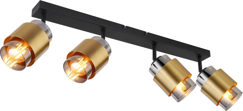 Globo Lighting Milley plafonnier 4x40 W noir-laiton-fumé 15560-4