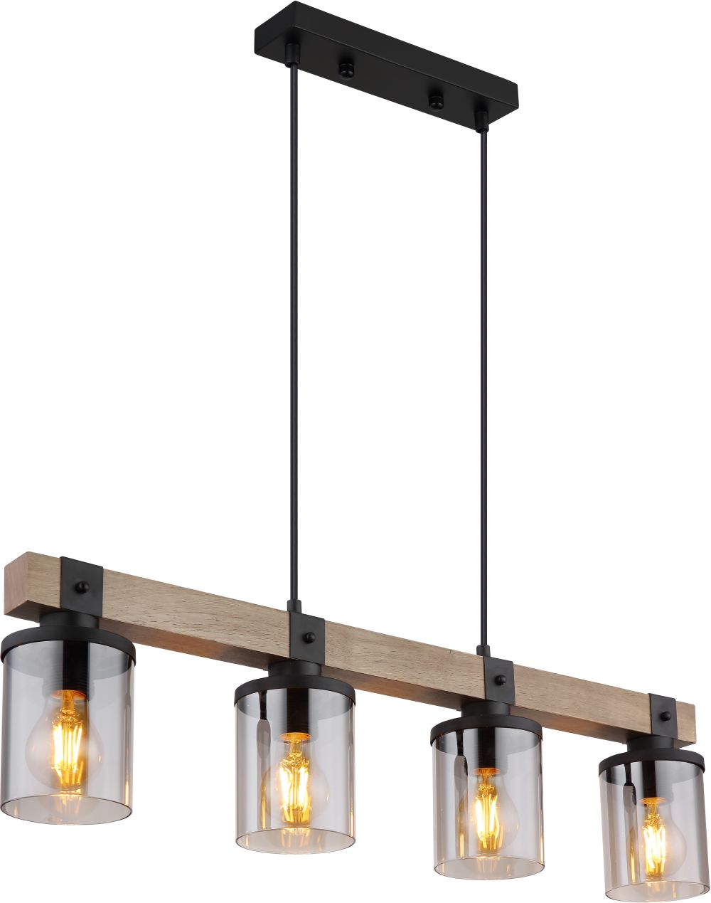 Globo Lighting Lila lampe suspendue 4x60 W noir-bois 15555-4H