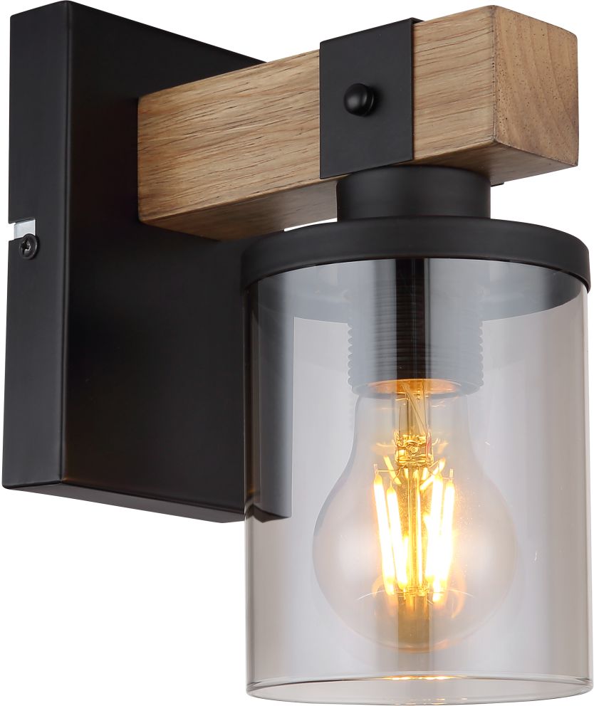 Globo Lighting Lenna applique murale 1x60 W noir-fumé-bois 15555W