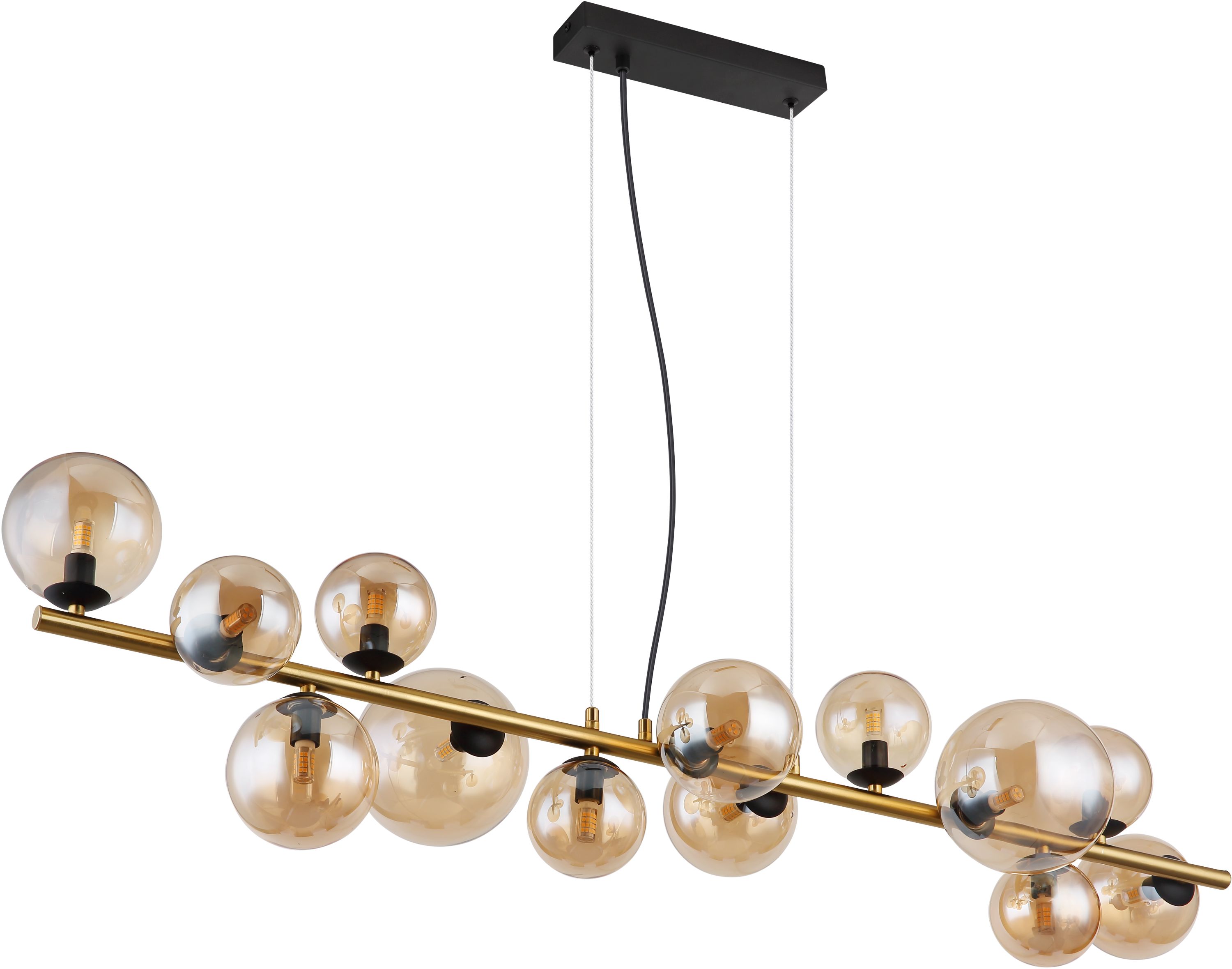 Globo Lighting Riha lampe suspendue x3.5 W noir-laiton-ambre 56135-13H