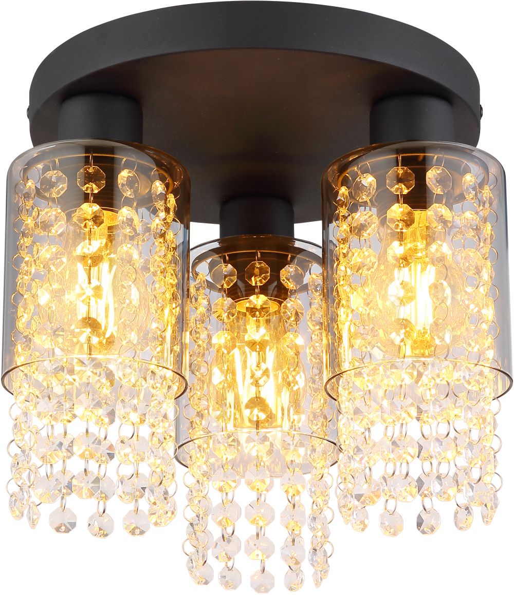 Globo Lighting Backey plafonnier 3x40 W noir-fumé 15799-3D
