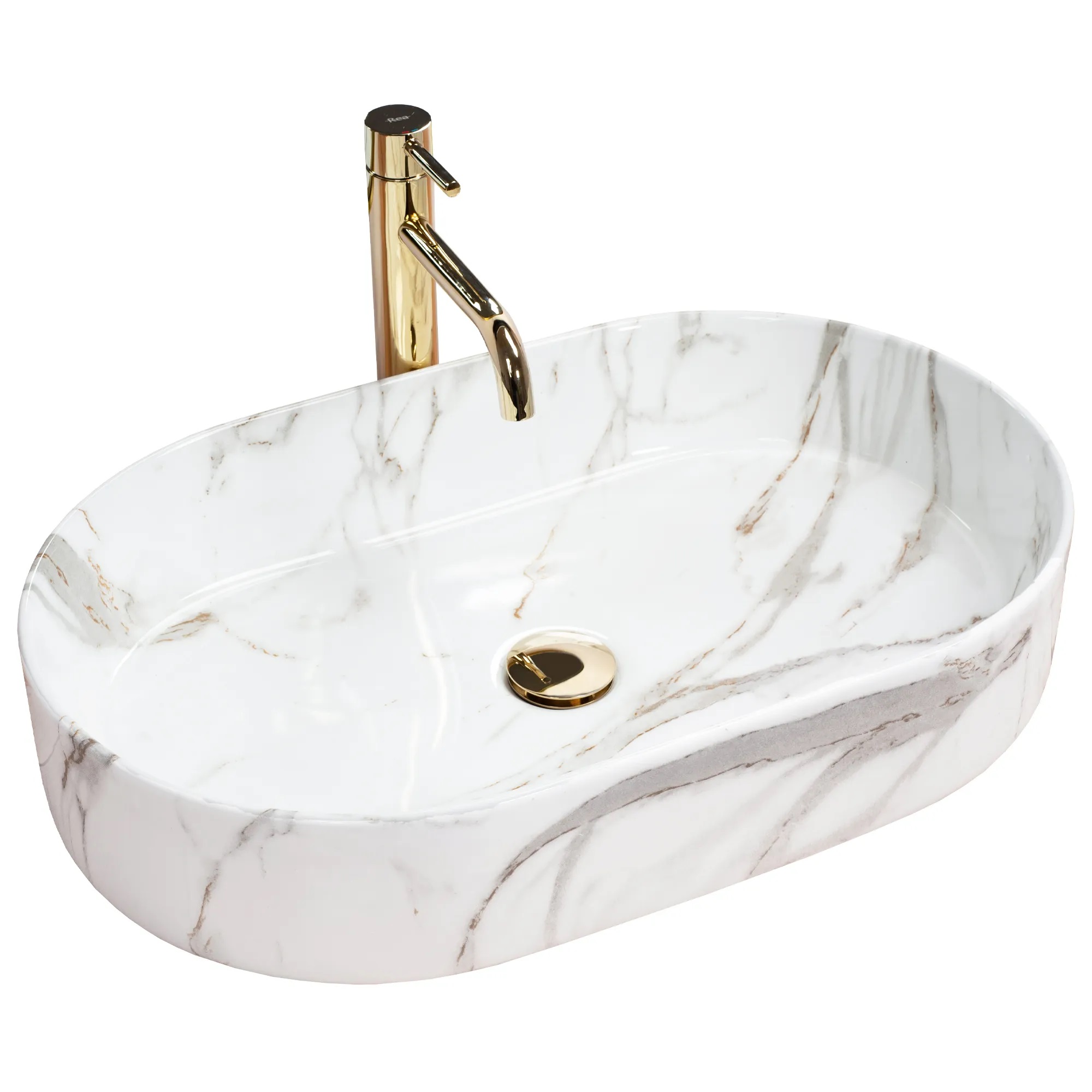 Rea Nadia lavabo 61x38.5 cm ovale à poser brillant REA-U6506
