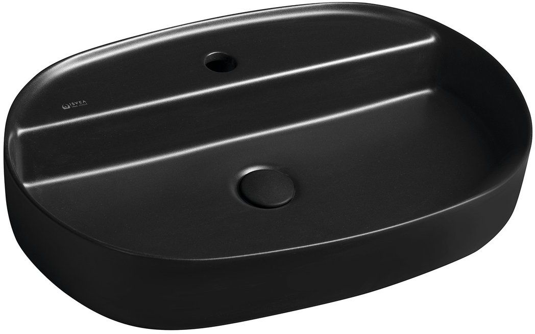 Isvea Infinity lavabo 60x40 cm ovale à poser noir mat 10NF65060-2N
