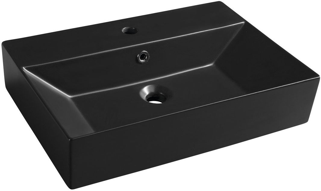 Isvea Sistema lavabo 60x42 cm rectangulaire classique-à poser noir 10SF50060-2N