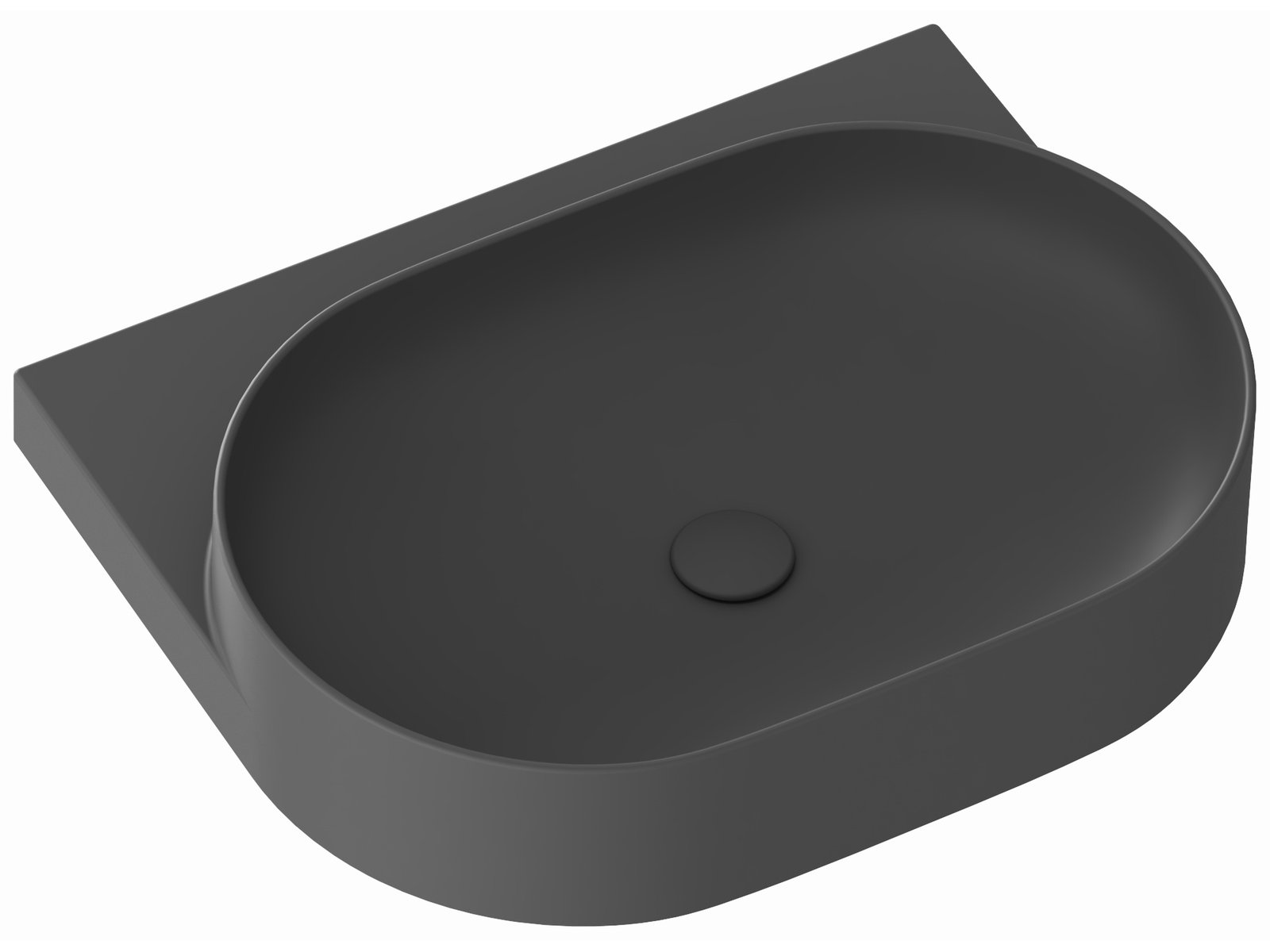 Ravak Yard lavabo 60.5x50 cm semi-circulaire classique anthracite mat XJX03060000