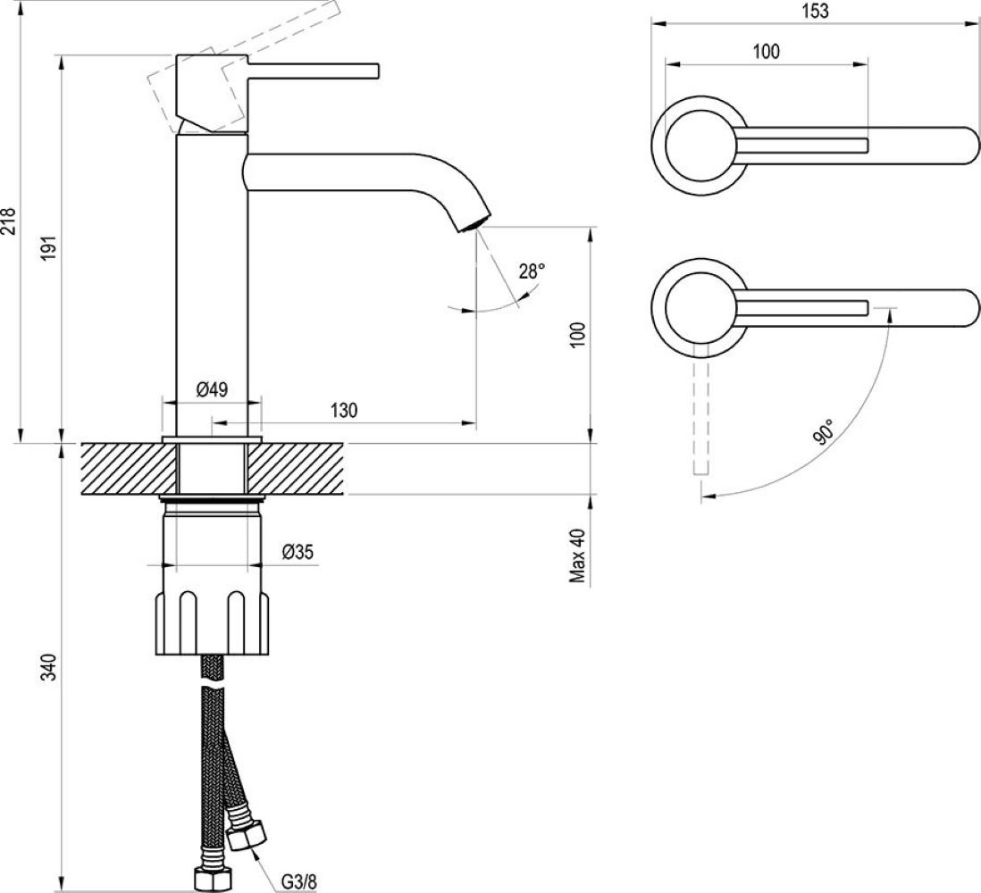 Ravak Espirit mitigeur de lavabo sur pied graphite X070397