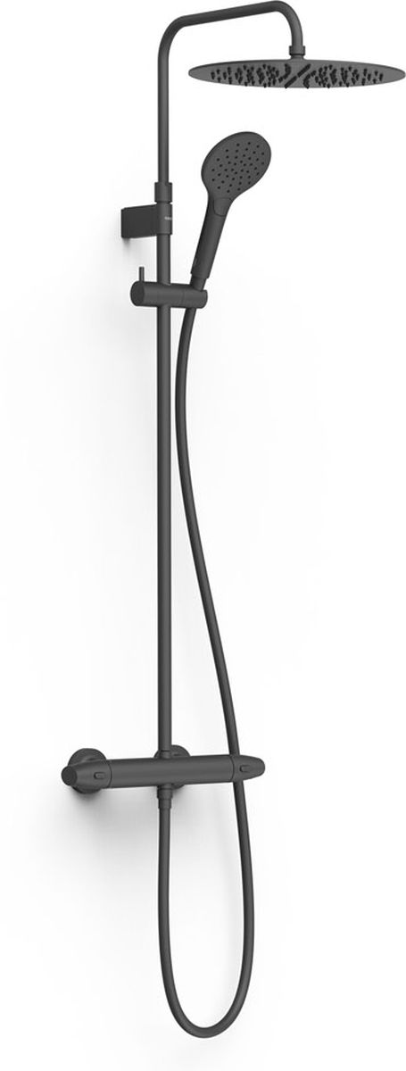 Tres Over-Wall ensemble de douche mural avec thermostat oui noir 19038705NM