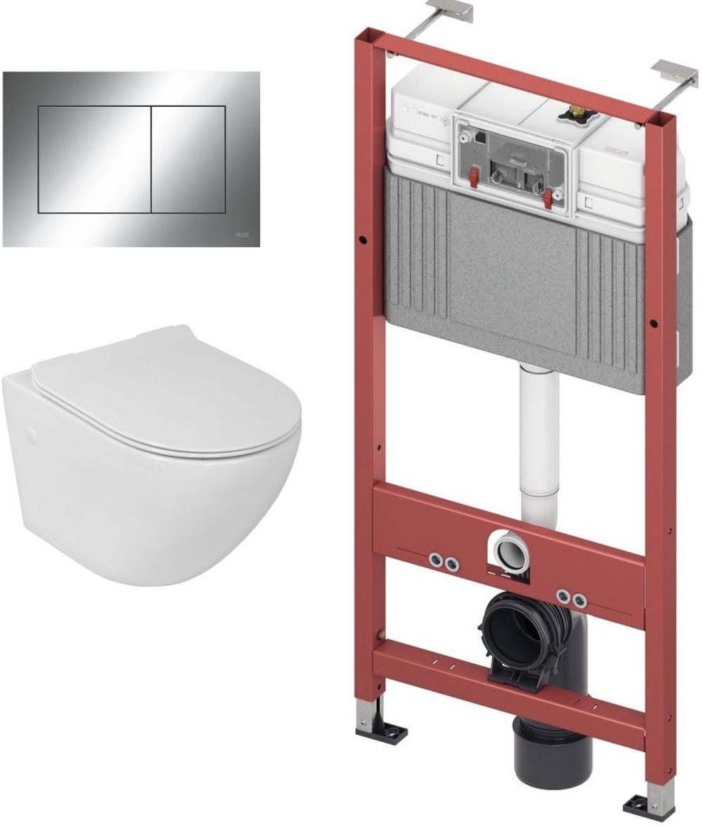 Set cuvette WC avec abattant à descente lente LaVita Sofi Slim 5908211401461, châssis encastré Tece Base 9400407, 9.240.401