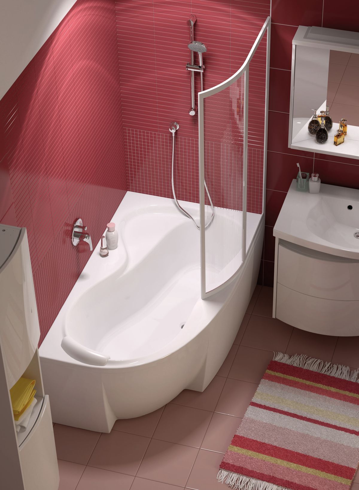 Set baignoire d’angle Ravak Rosa 95 C561000000, siphon de baignoire Ravak X01305, GPX2240140