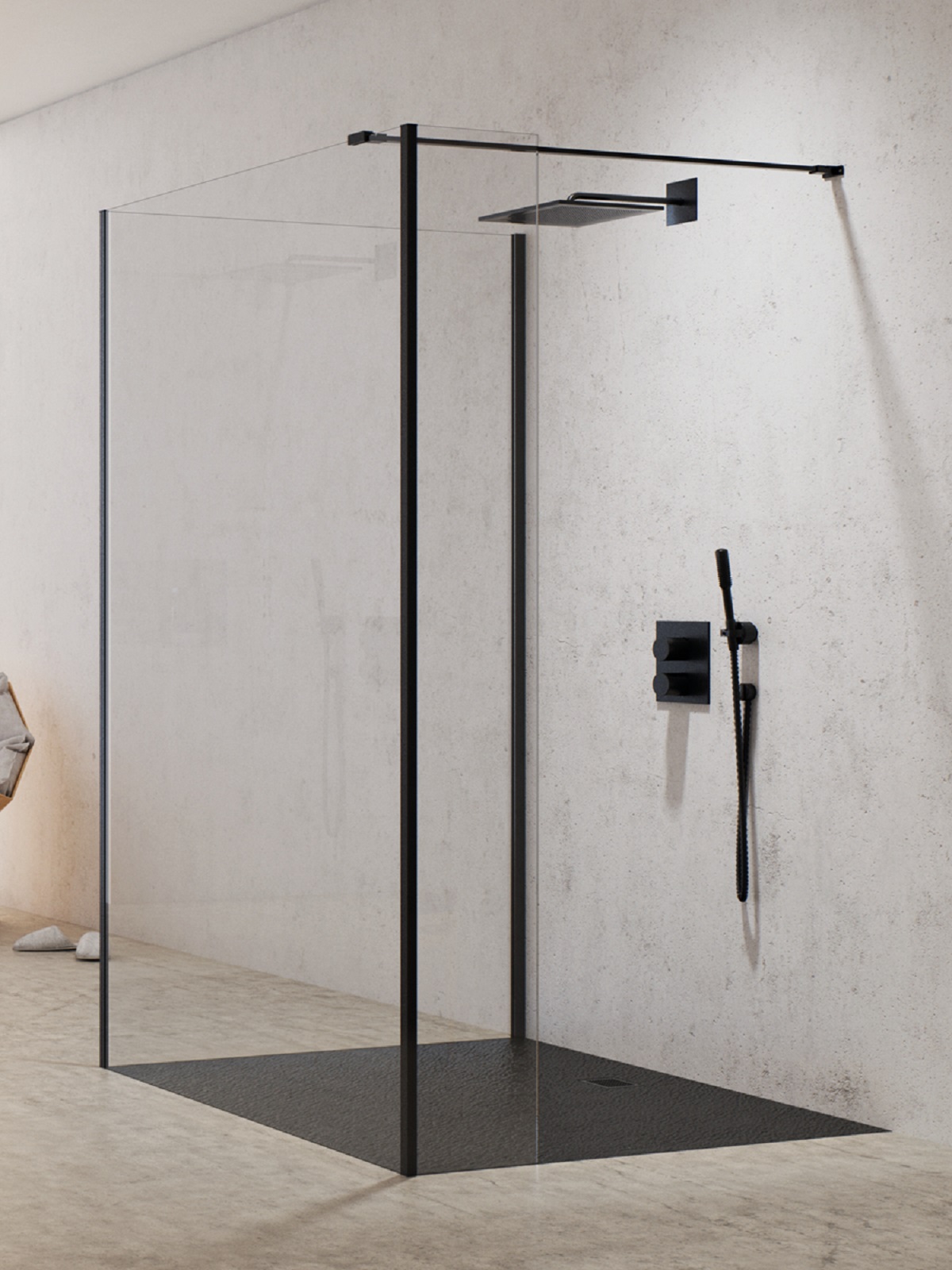 New Trendy New Modus Black paroi de douche walk-in 100 cm noir mat/verre transparent EXK-5591