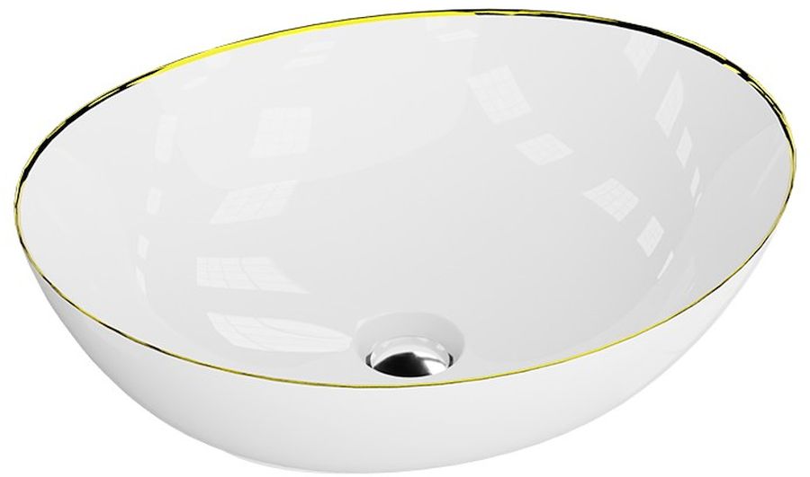 LaVita Fresa lavabo 41.5x34 cm ovale à poser blanc-doré 5900378334378