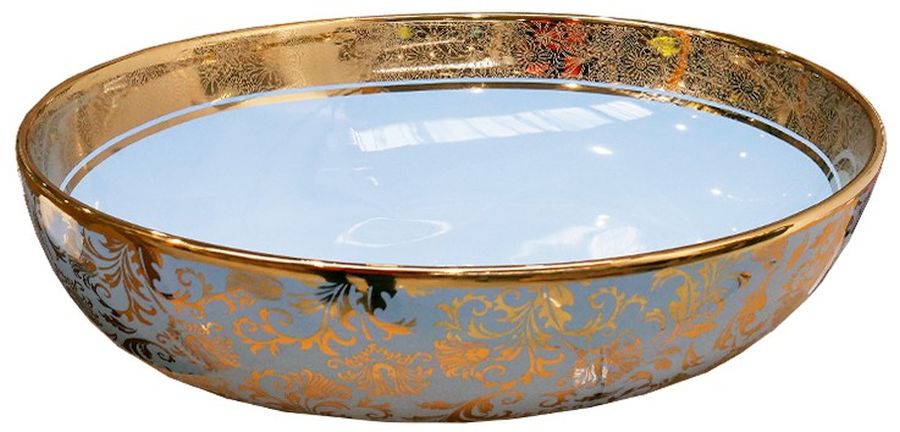 LaVita Cereza lavabo 51x40 cm ovale à poser doré-bleu mat 5900378334361