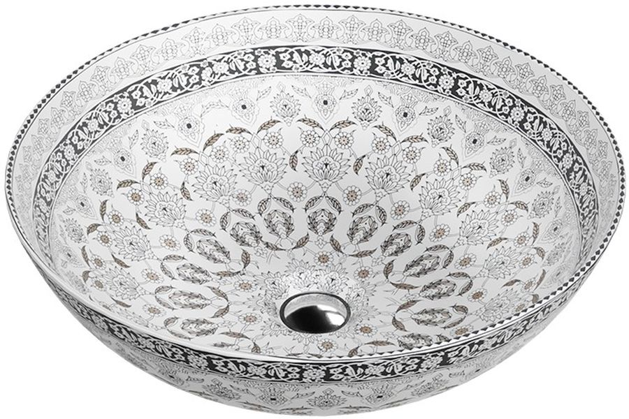 LaVita Rosa lavabo 40x40 cm ronde à poser blanc-noir-gris/pierre 5900378334286